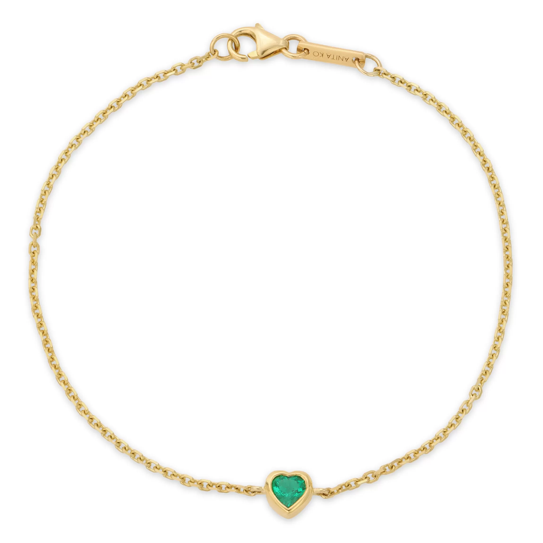 Anita Ko EMERALD HEART CHAIN BRACELET