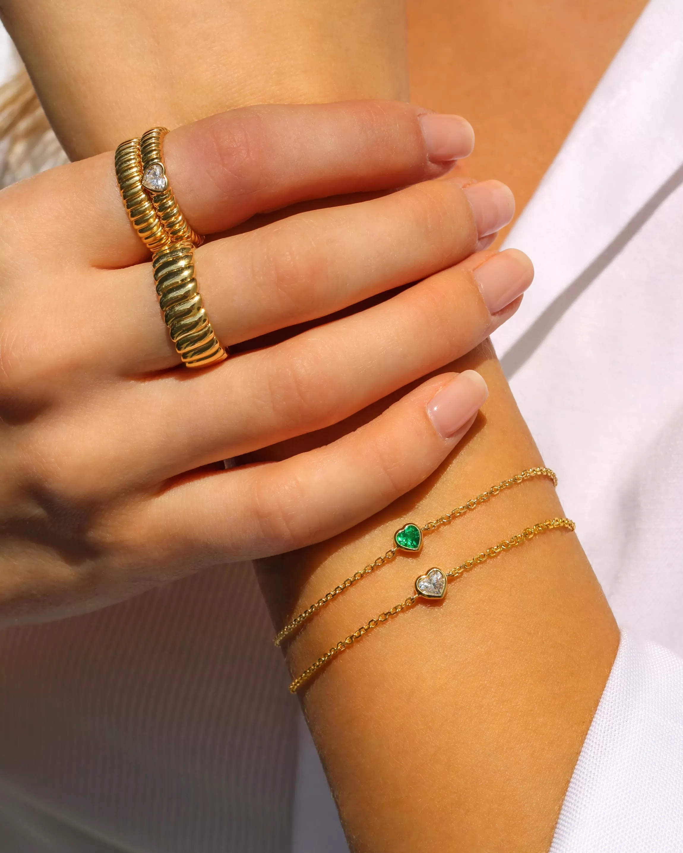 Anita Ko EMERALD HEART CHAIN BRACELET