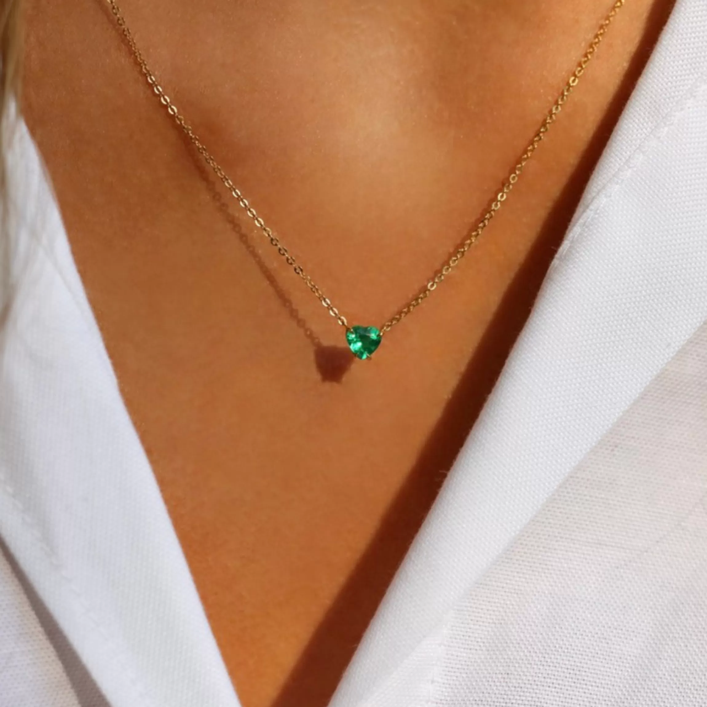 Anita Ko EMERALD HEART PENDANT .43