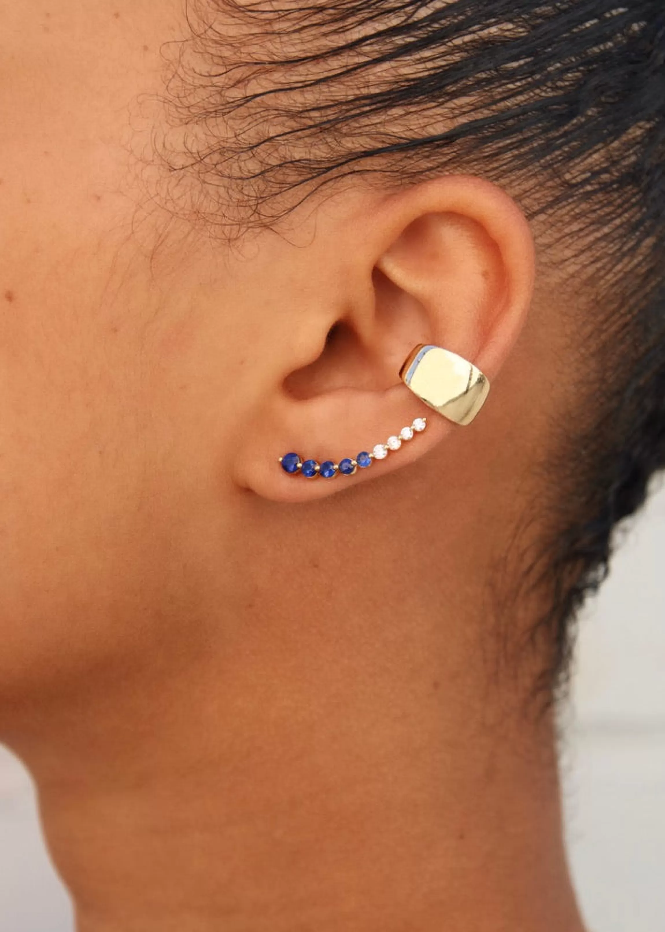 Anita Ko FLOATING DIAMOND AND BLUE SAPPHIRE EARRING