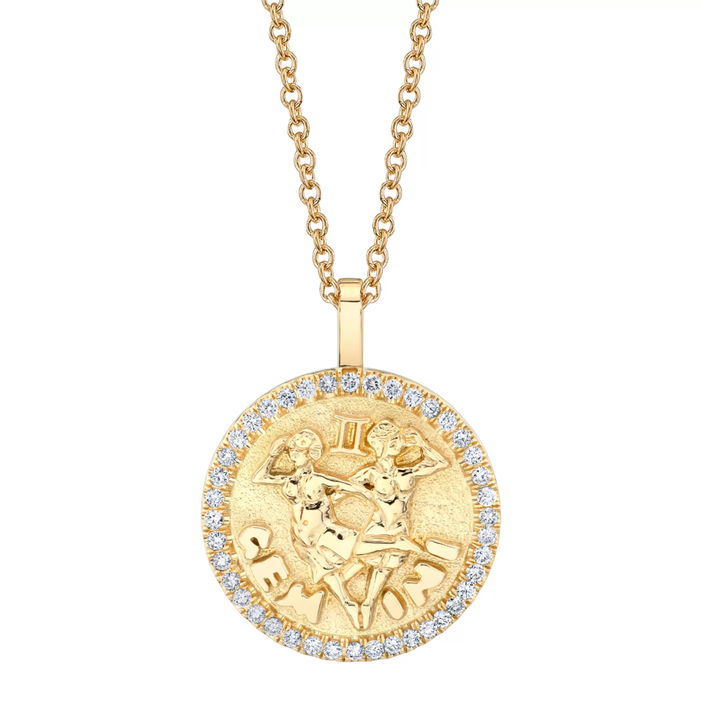 Anita Ko GEMINI ZODIAC COIN PENDANT WITH DIAMOND FRAME