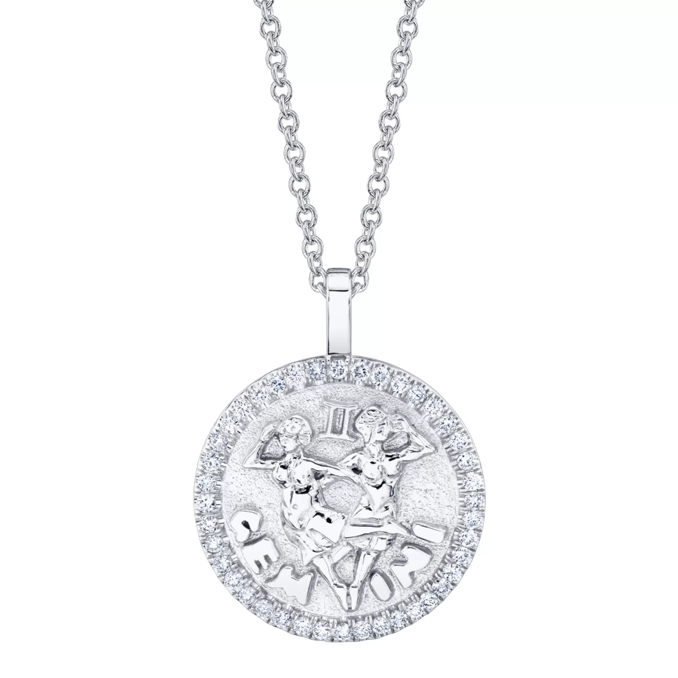 Anita Ko GEMINI ZODIAC COIN PENDANT WITH DIAMOND FRAME