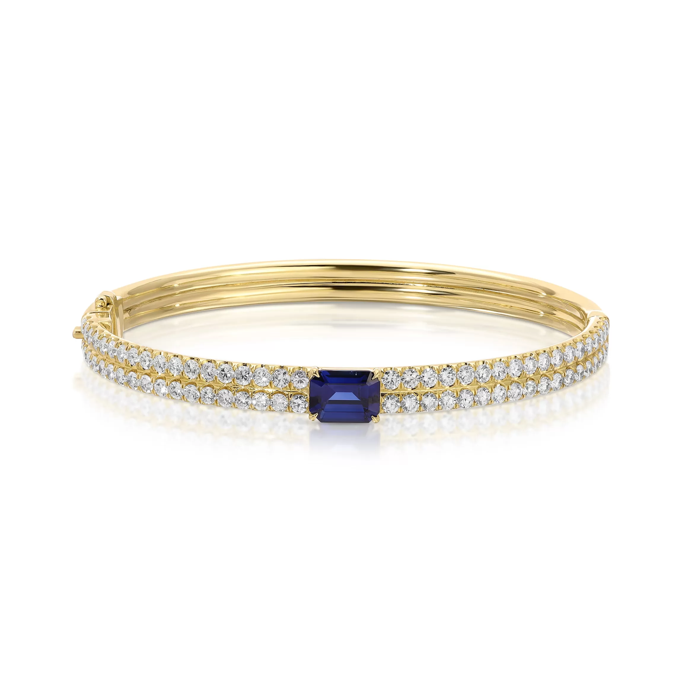 Anita Ko GIA DIAMOND BRACELET WITH EMERALD CUT BLUE SAPPHIRE CENTER