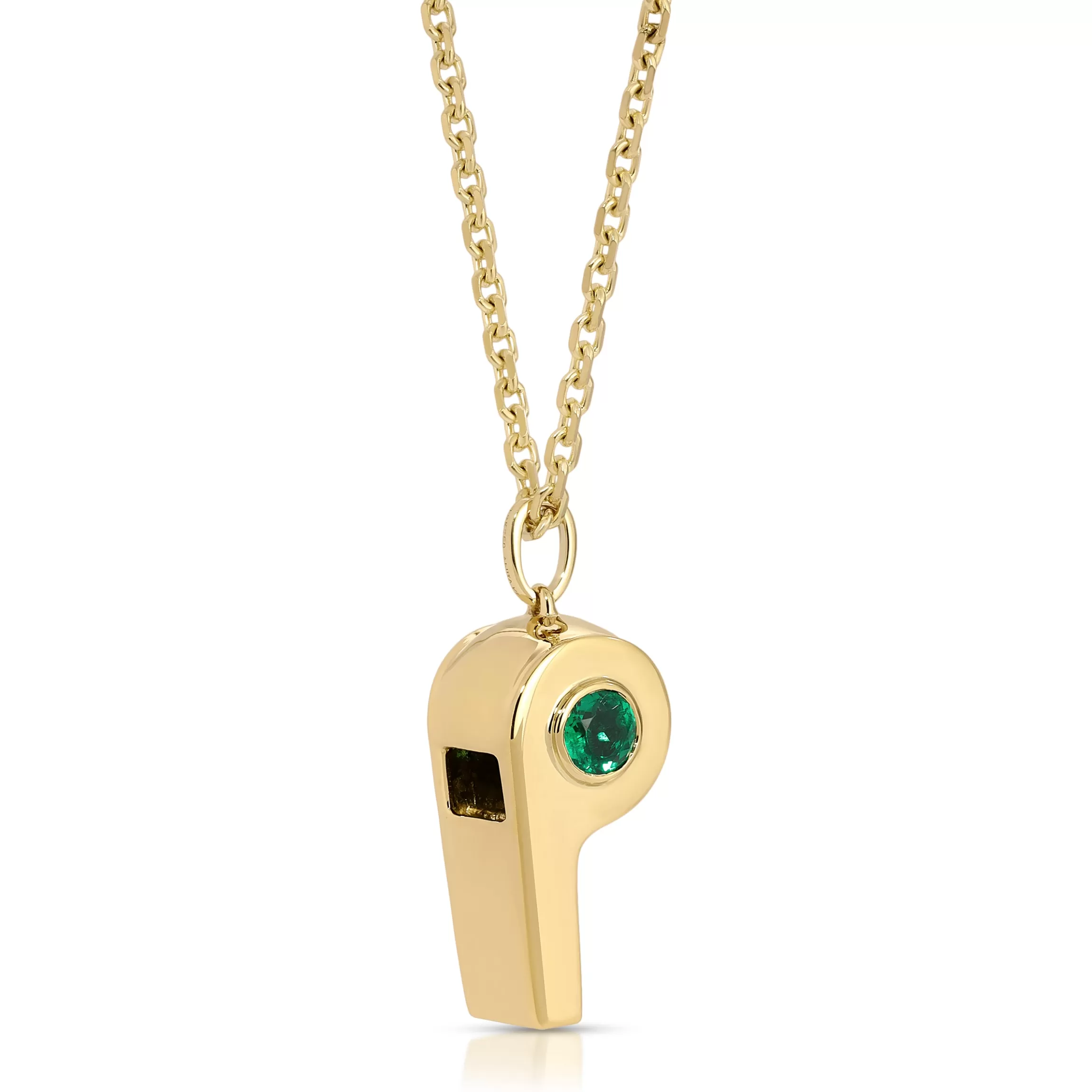 Anita Ko GOLD AND COLOMBIAN EMERALD BABY WHISTLE