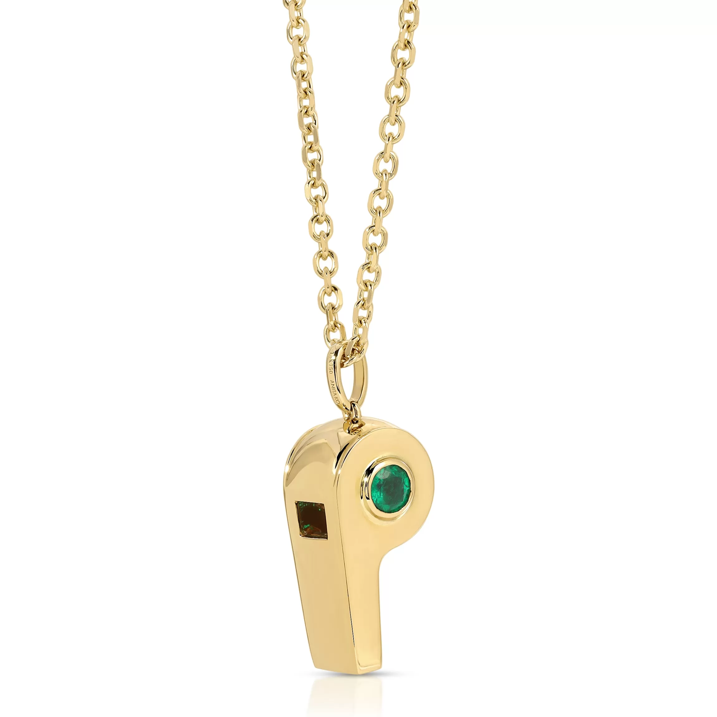 Anita Ko GOLD AND COLOMBIAN EMERALD WHISTLE