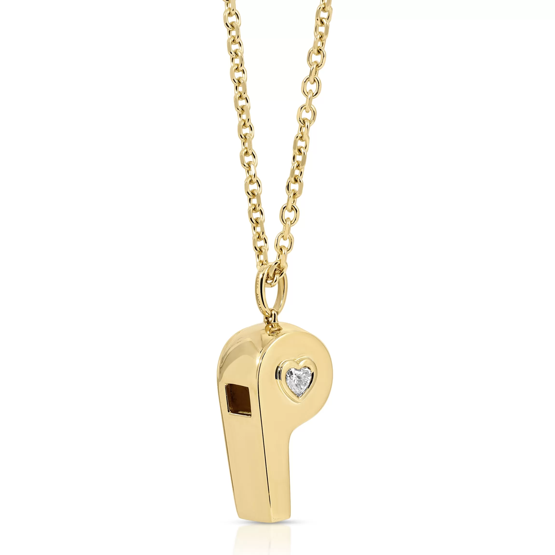 Anita Ko GOLD AND HEART DIAMOND WHISTLE