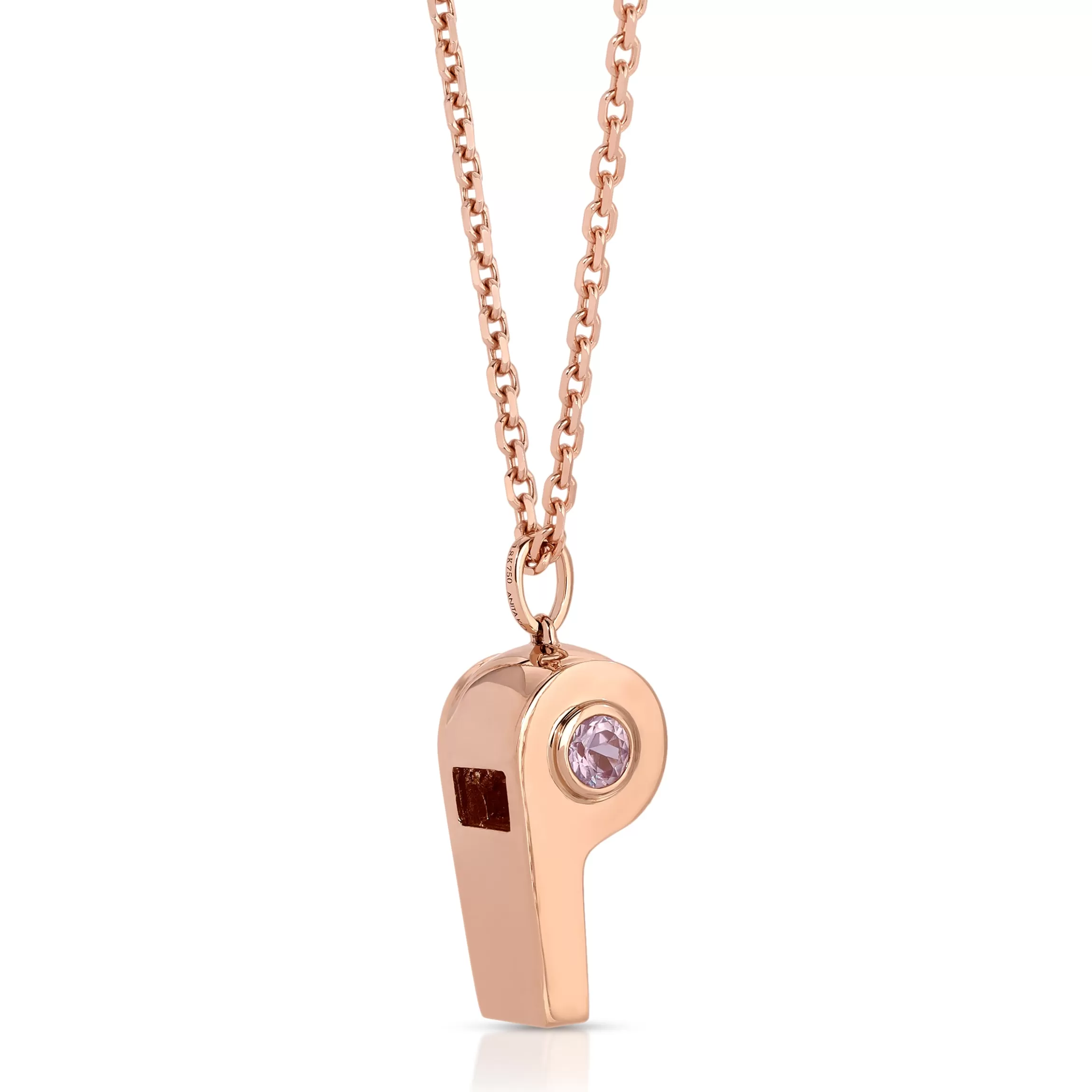 Anita Ko GOLD AND PINK SAPPHIRE BABY WHISTLE