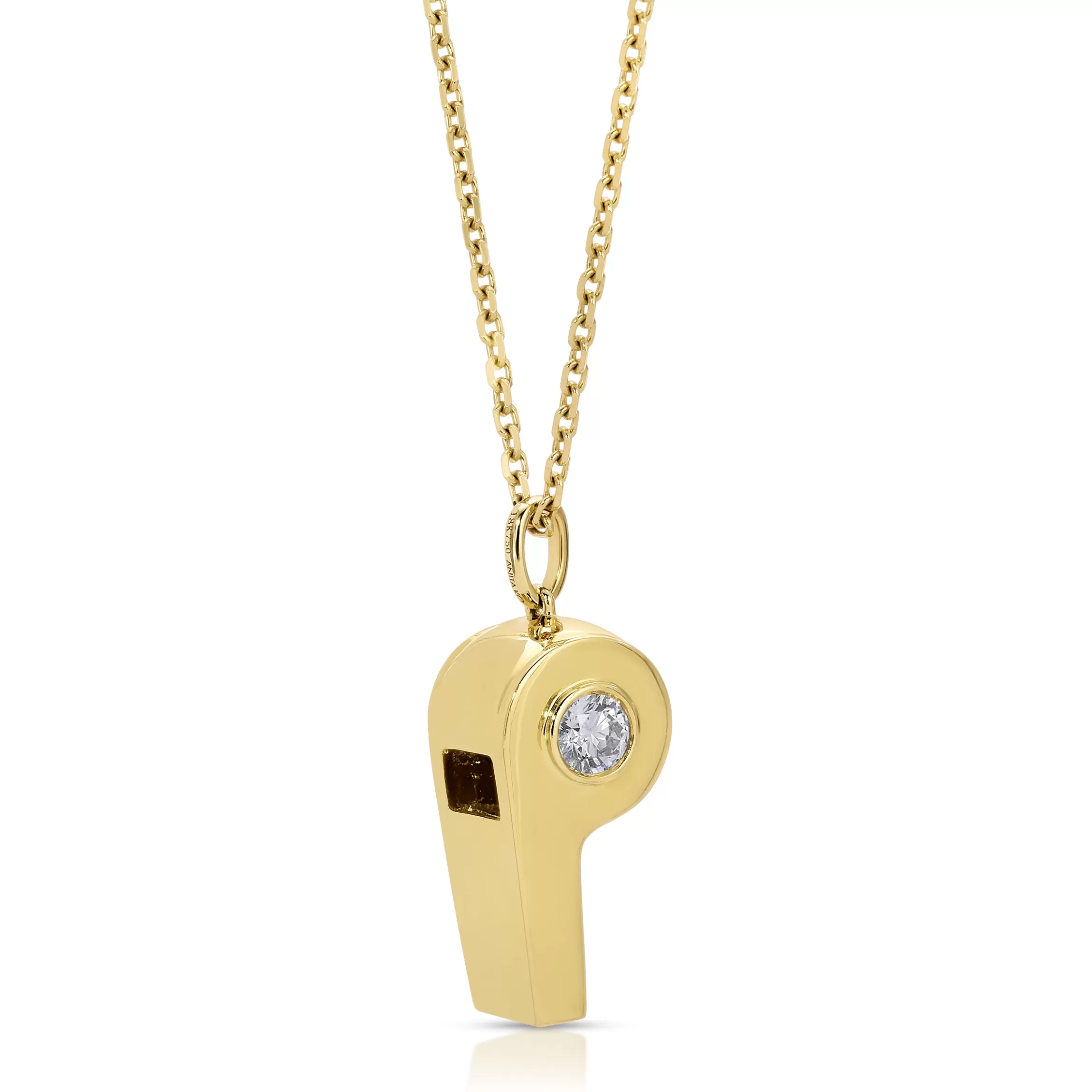 Anita Ko GOLD AND ROUND DIAMOND BABY WHISTLE