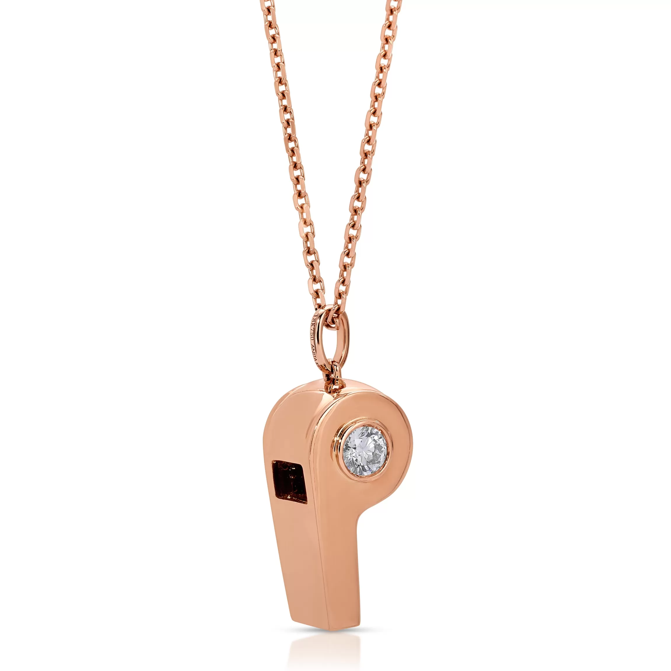 Anita Ko GOLD AND ROUND DIAMOND BABY WHISTLE