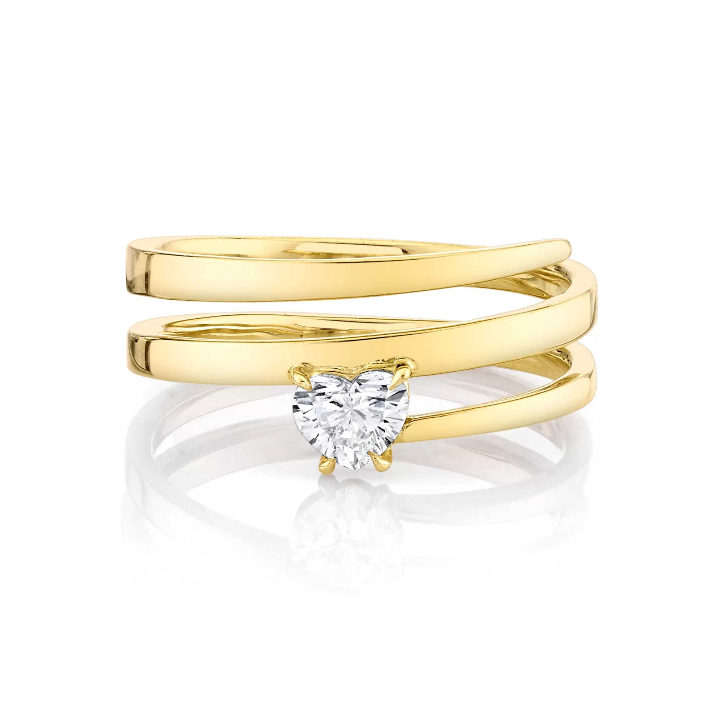 Anita Ko GOLD COIL RING WITH HEART DIAMOND POINT