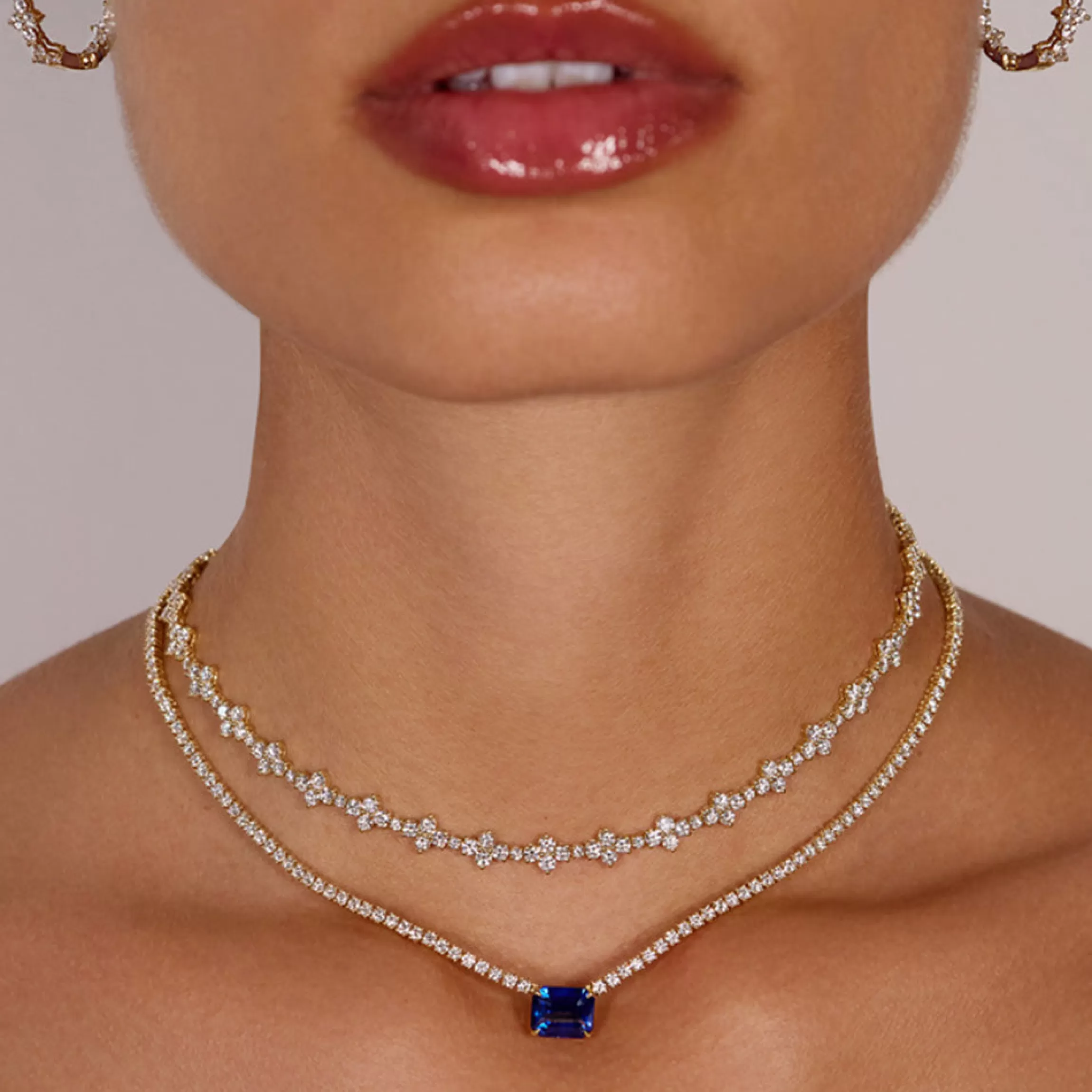 Anita Ko HEPBURN CHOKER WITH EMERALD CUT BLUE SAPPHIRE CENTER