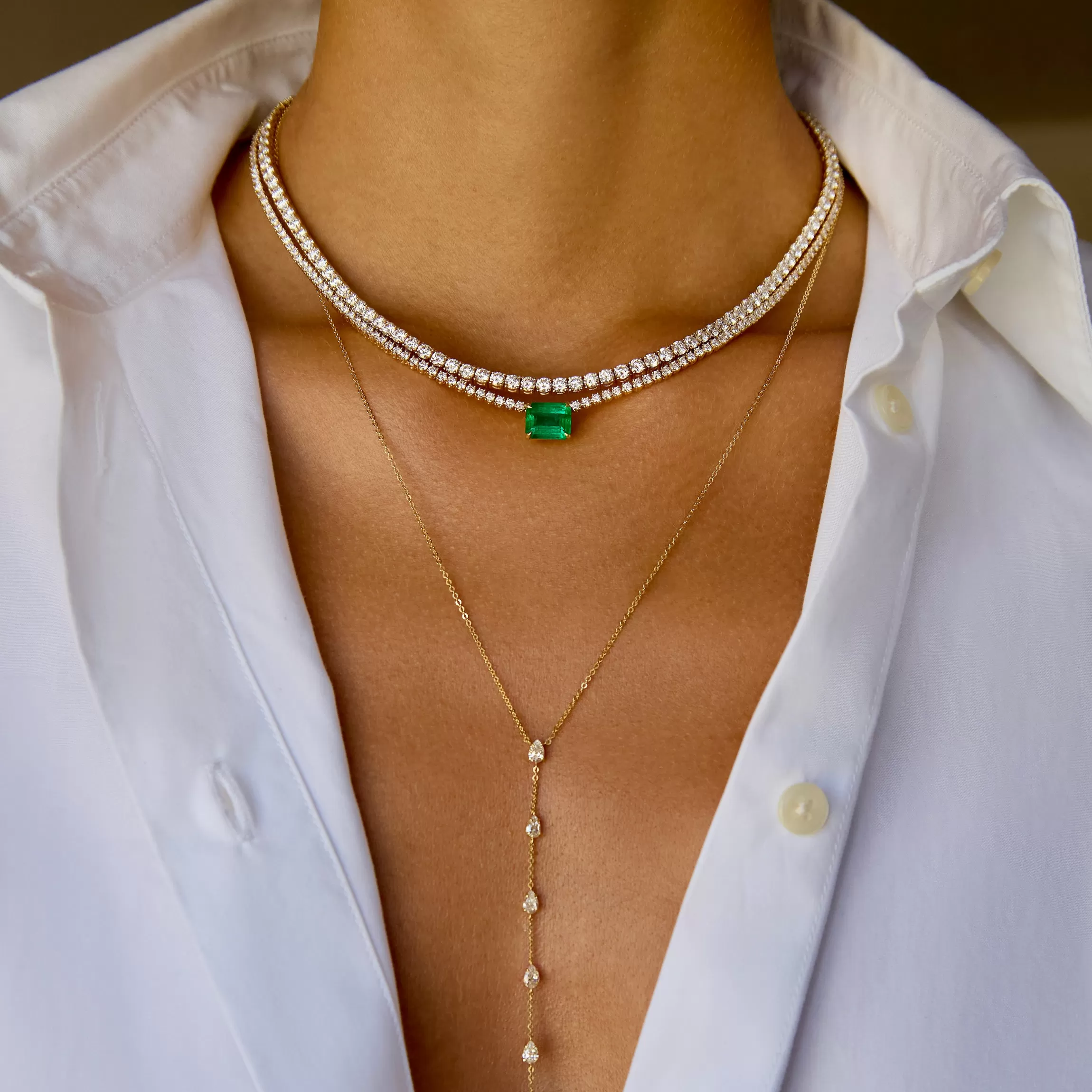 Anita Ko HEPBURN CHOKER WITH EMERALD CUT EMERALD CENTER