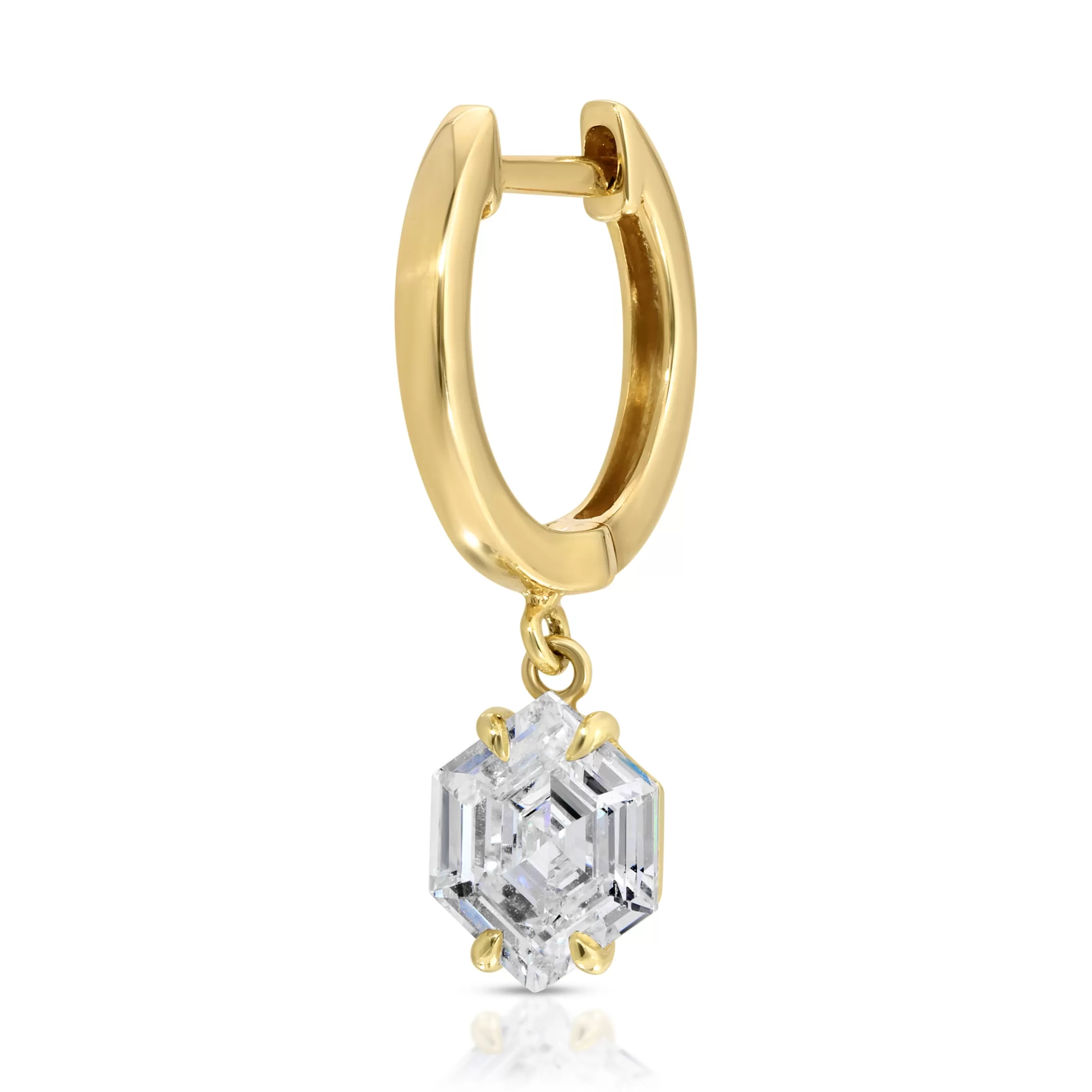 Anita Ko HUGGIE WITH STEP CUT HEXAGON DIAMOND DROP .63