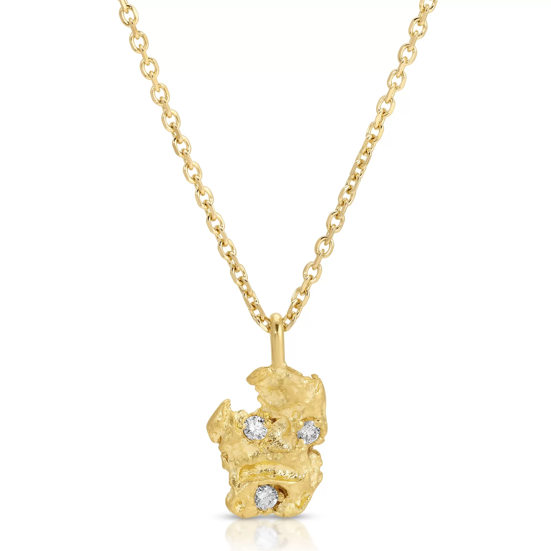 Anita Ko 22K YELLOW GOLD NUGGET WITH THREE DIAMONDS