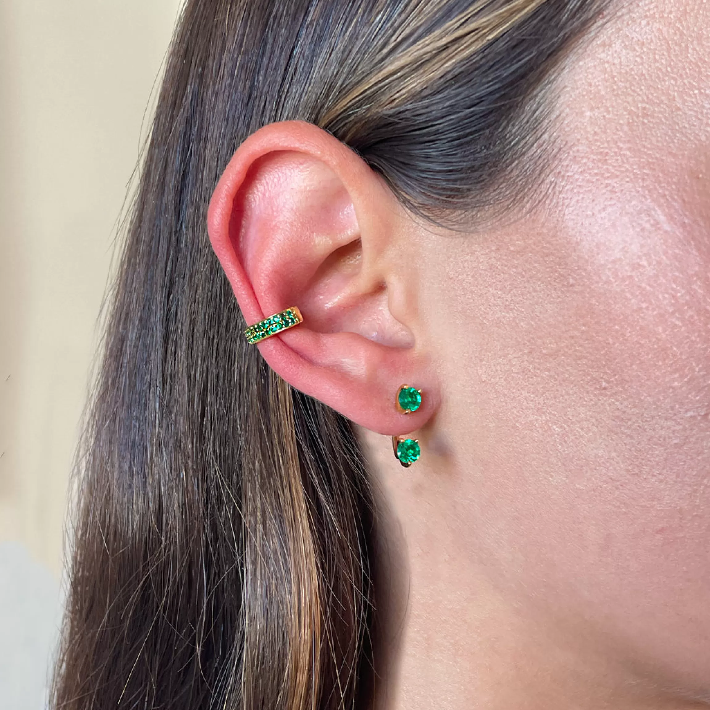 Anita Ko LARGE EMERALD ORBIT EARRING