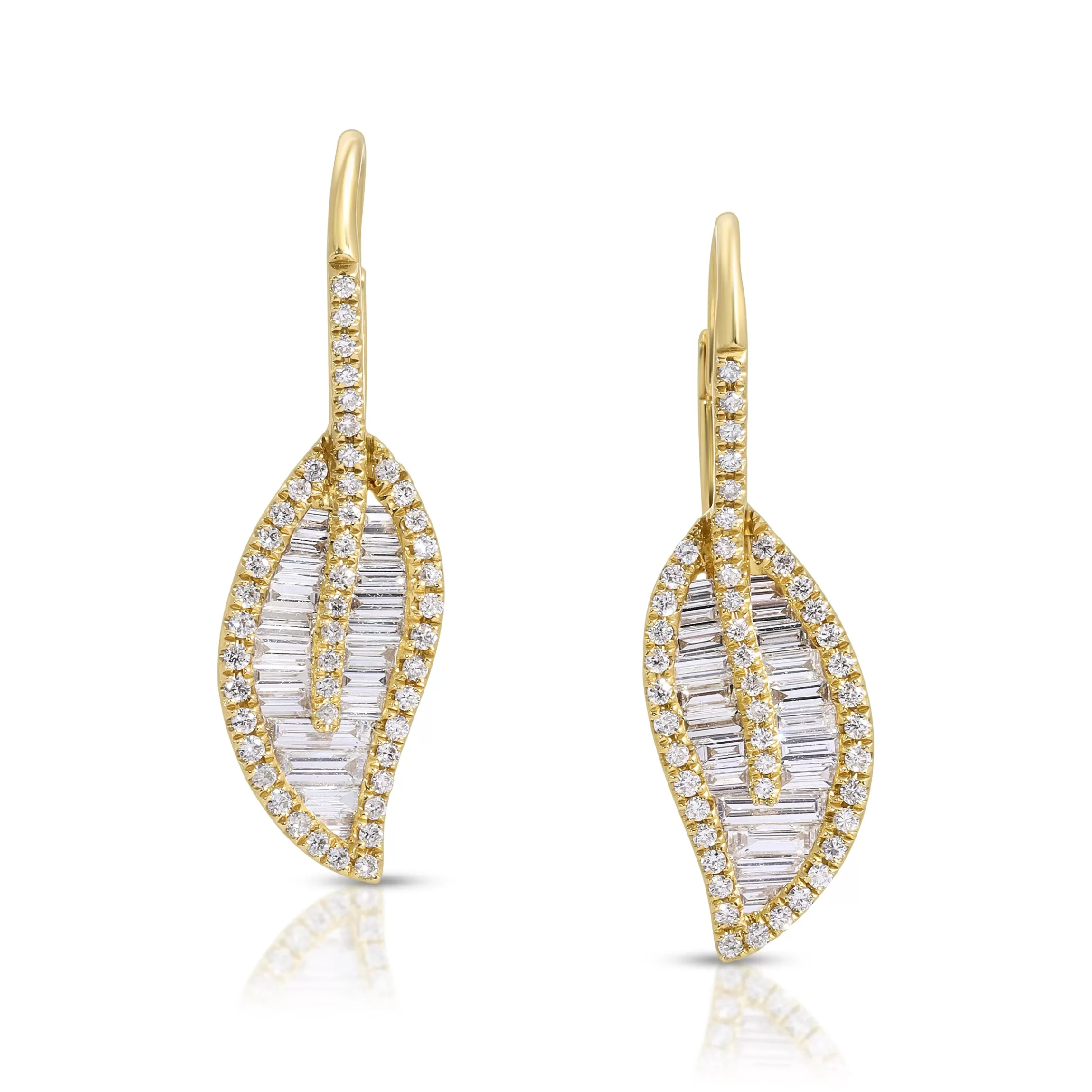 Anita Ko LEAF DROP EARRINGS WITH PAVE DIAMOND STEM