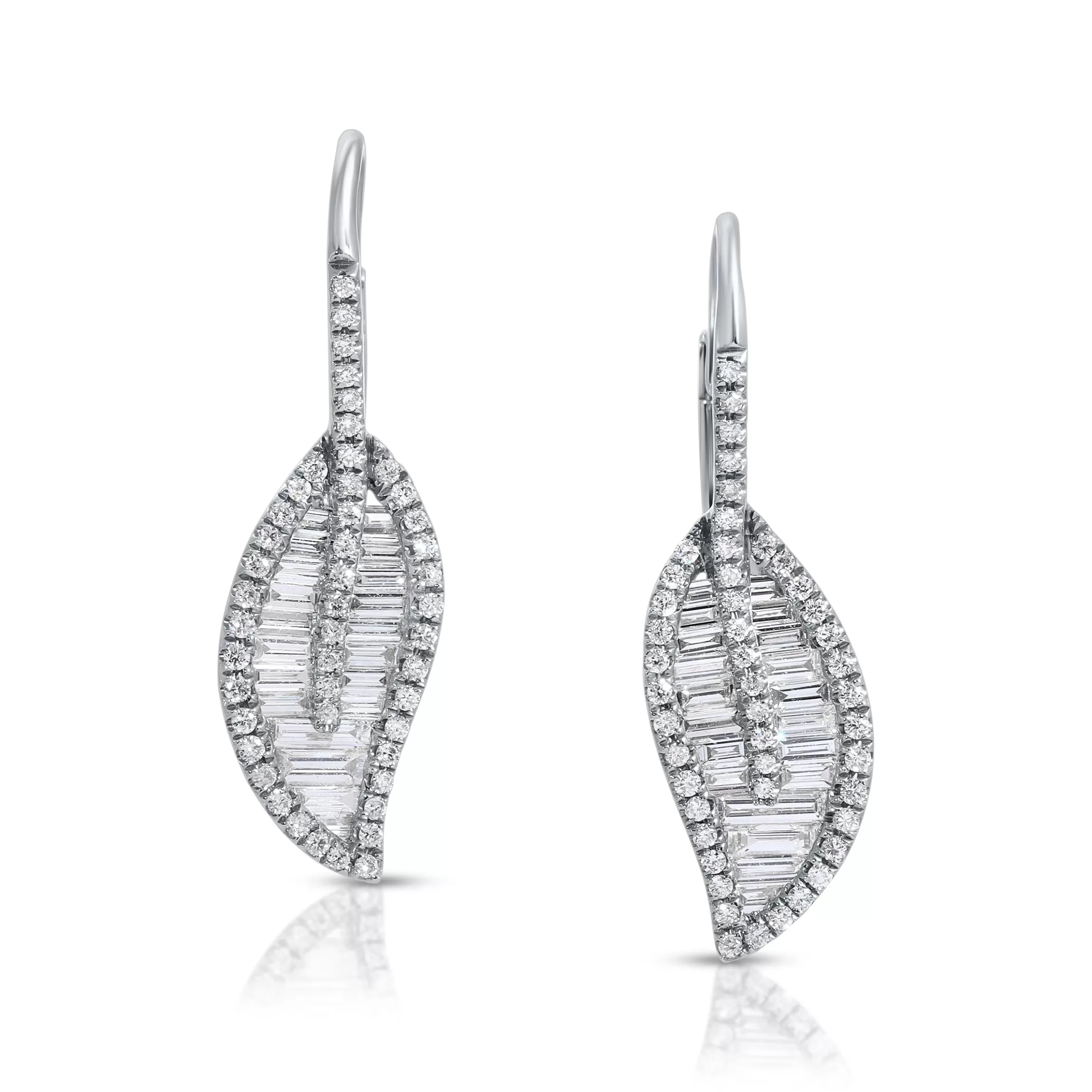 Anita Ko LEAF DROP EARRINGS WITH PAVE DIAMOND STEM