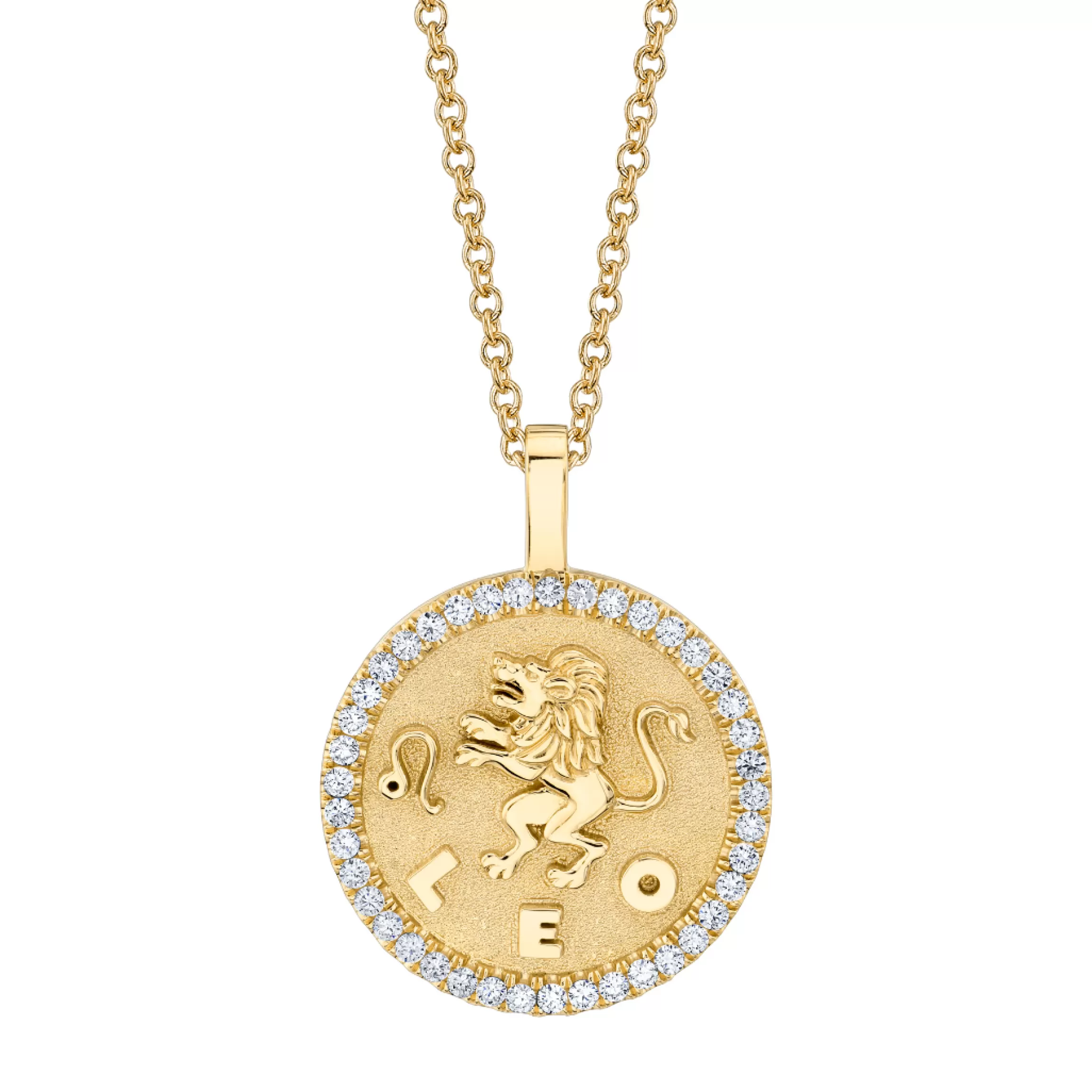 Anita Ko LEO ZODIAC COIN PENDANT WITH DIAMOND FRAME