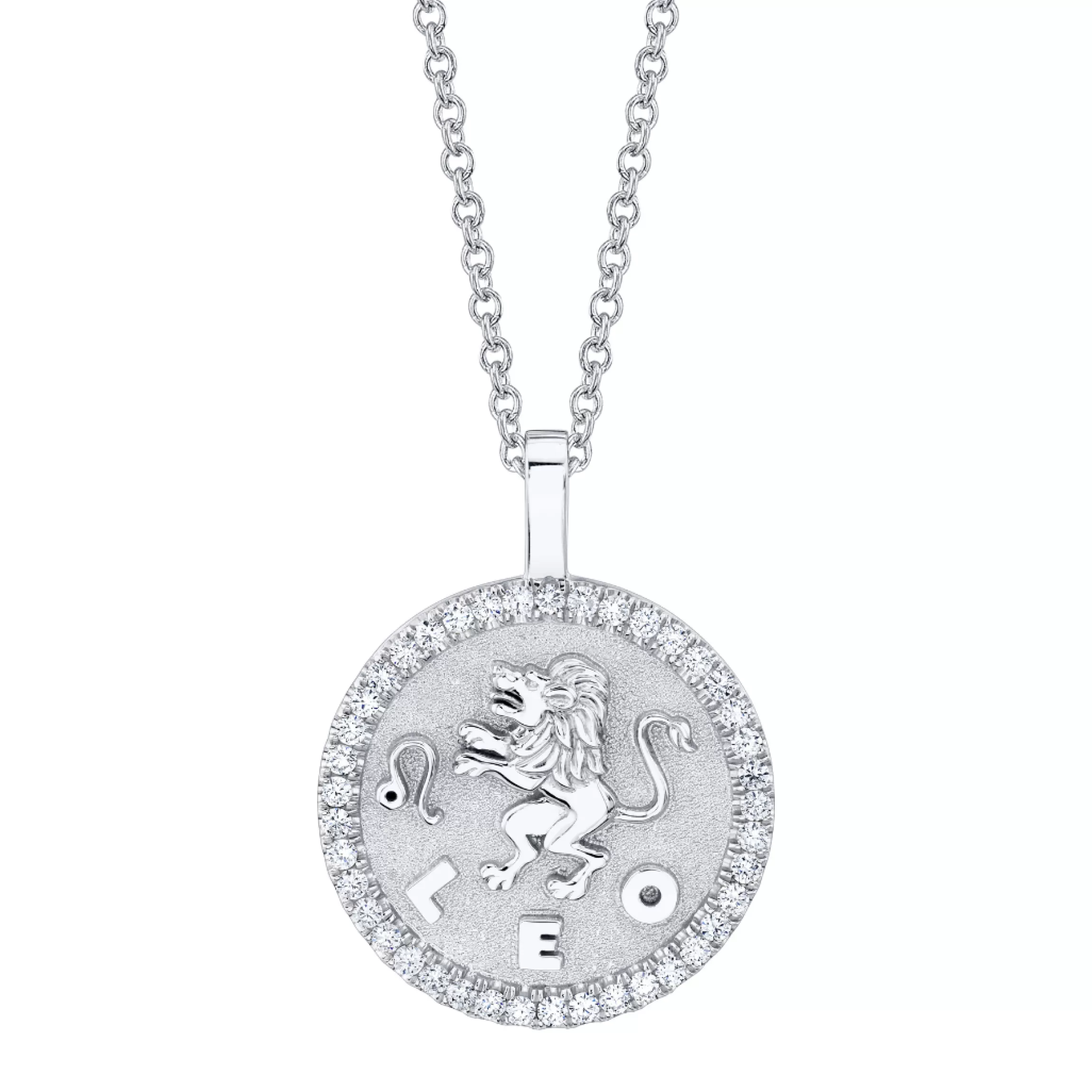 Anita Ko LEO ZODIAC COIN PENDANT WITH DIAMOND FRAME