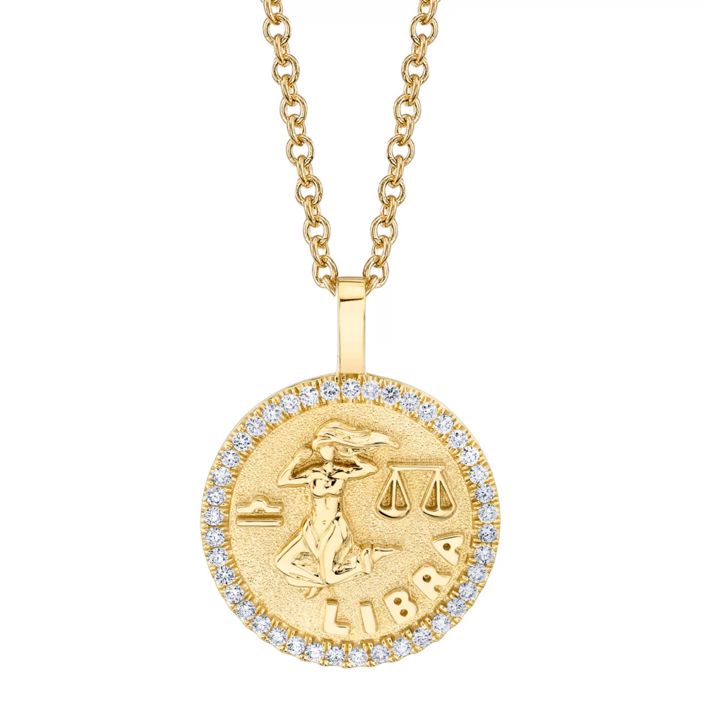 Anita Ko LIBRA ZODIAC COIN PENDANT WITH DIAMOND FRAME