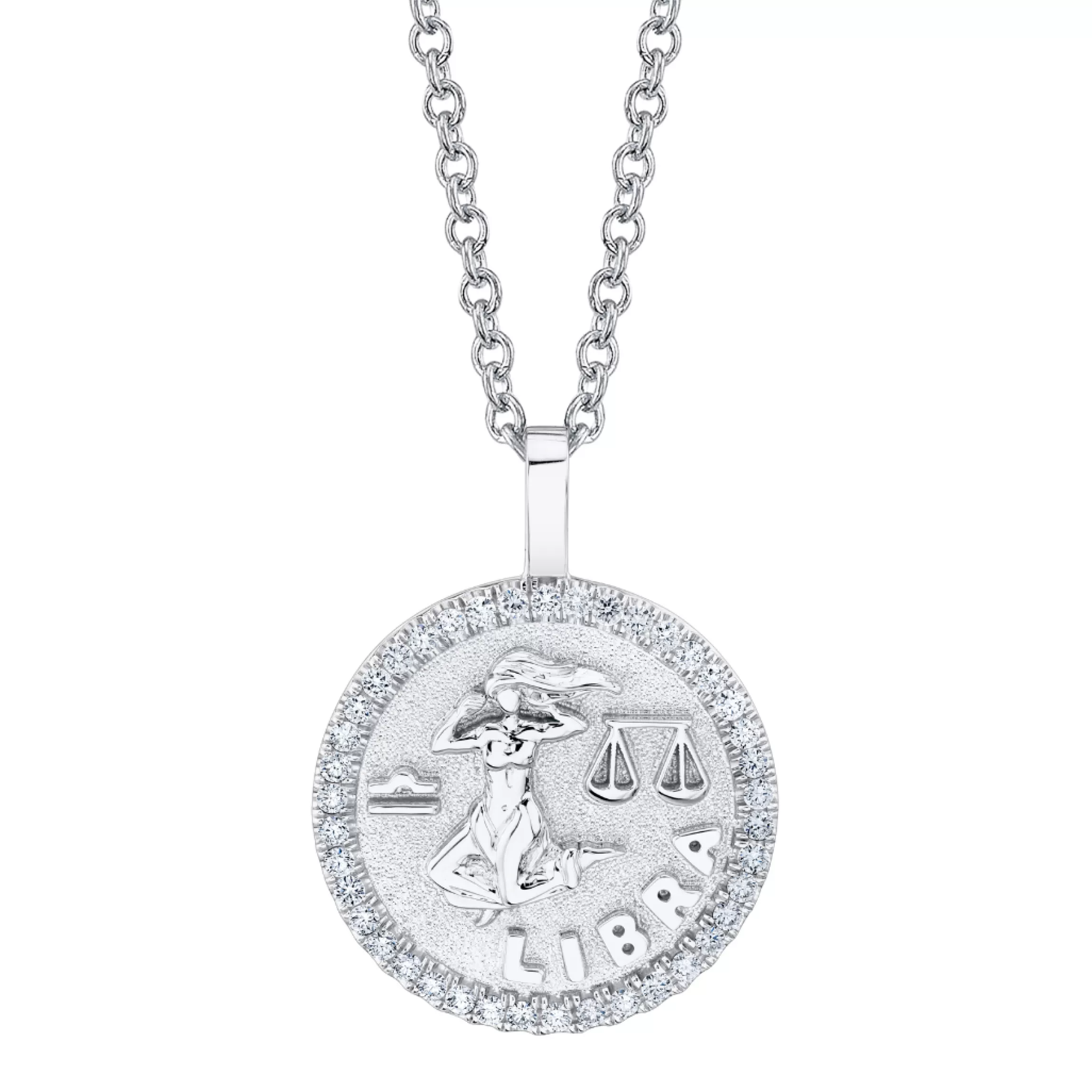 Anita Ko LIBRA ZODIAC COIN PENDANT WITH DIAMOND FRAME