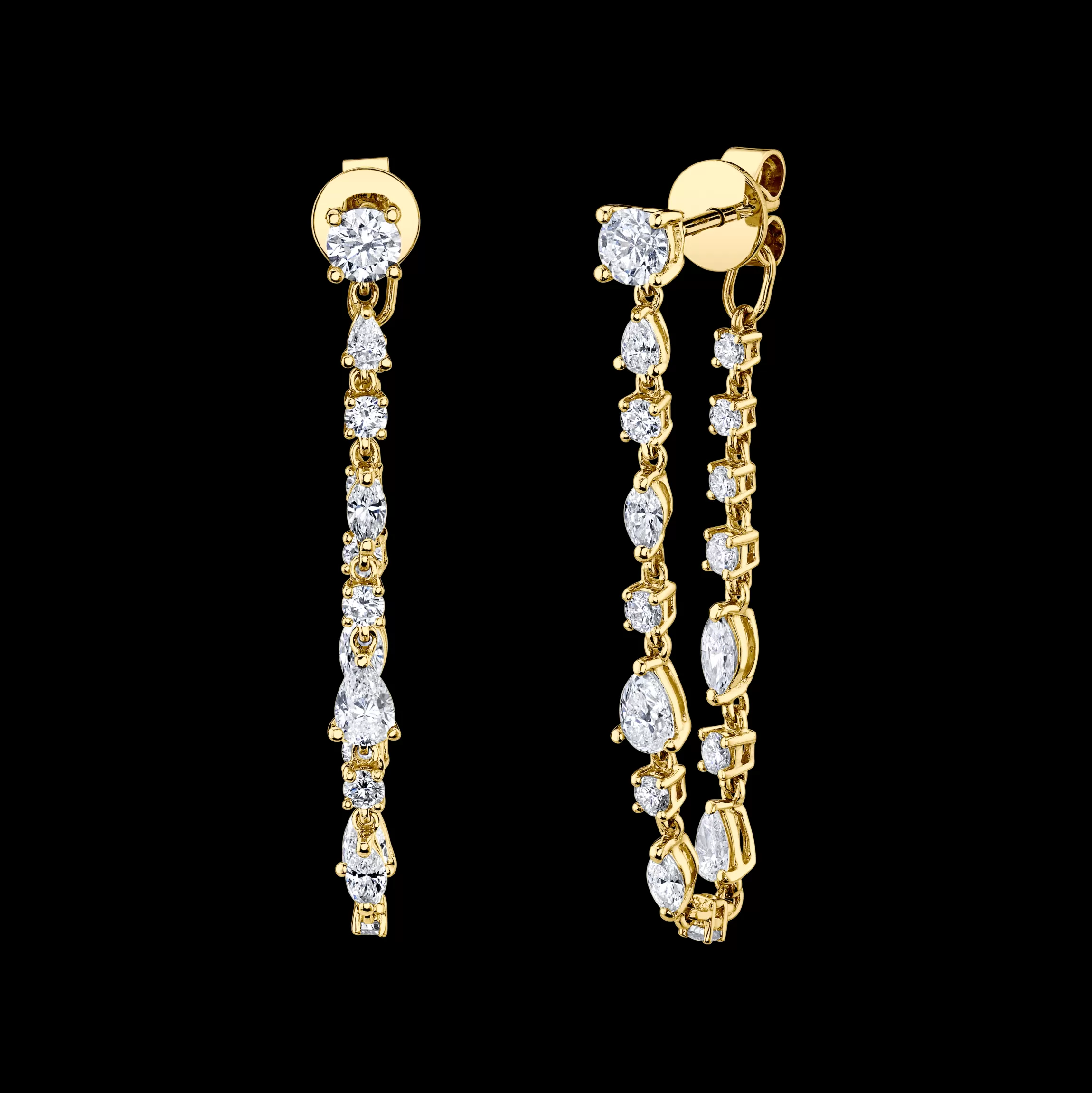 Anita Ko LONG MULTI SHAPED DIAMOND LOOP EARRINGS