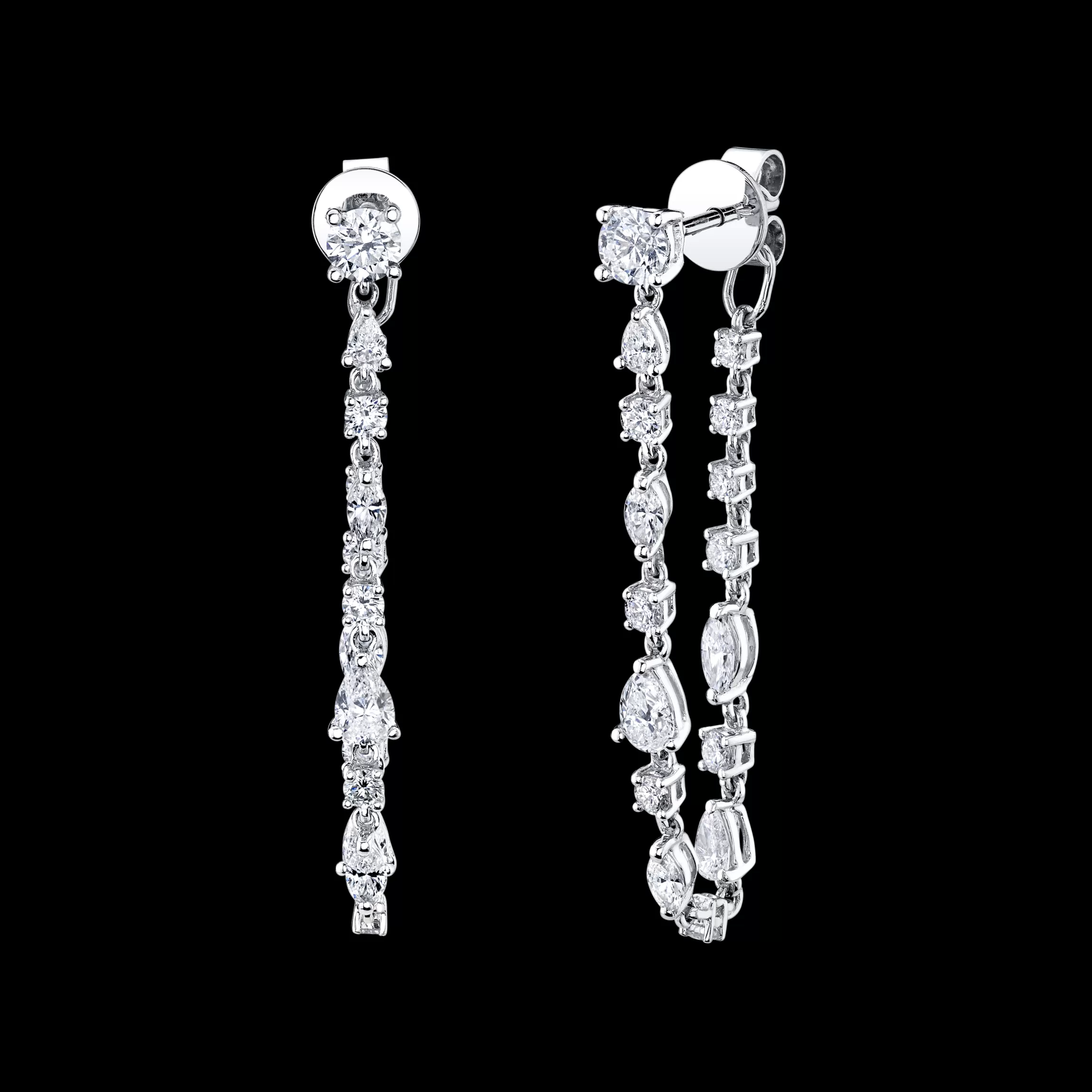 Anita Ko LONG MULTI SHAPED DIAMOND LOOP EARRINGS