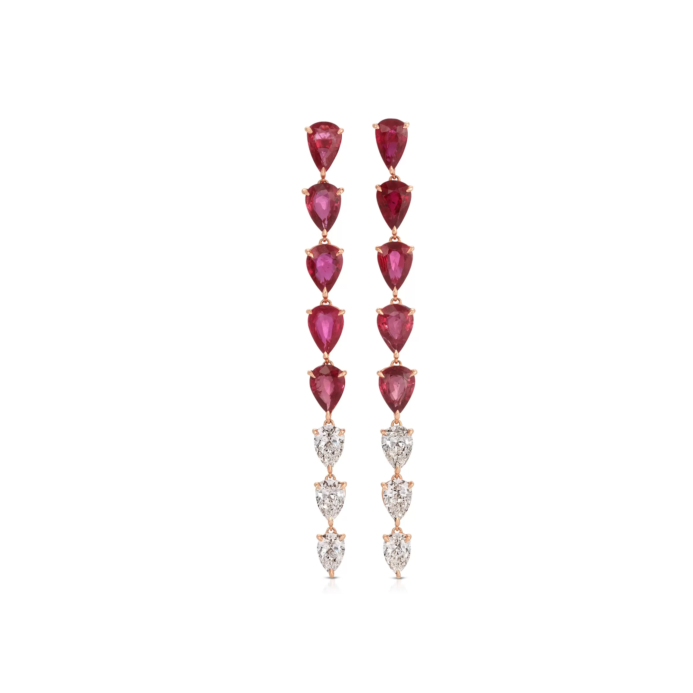 Anita Ko LONG RUBY AND DIAMOND PEAR DROP EARRINGS