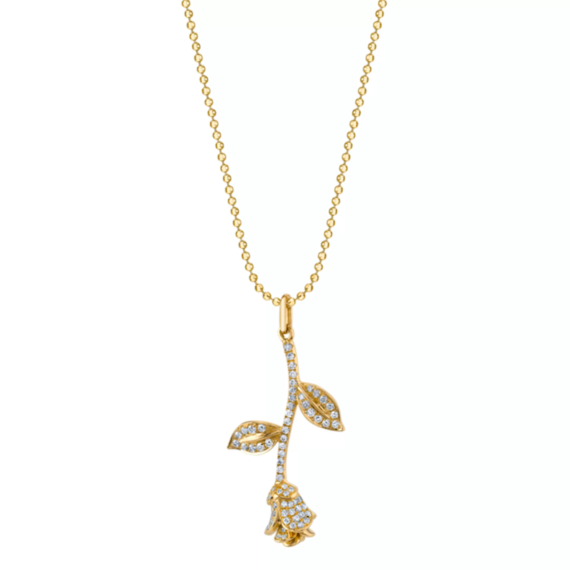 Anita Ko LONG STEM ROSE DIAMOND NECKLACE