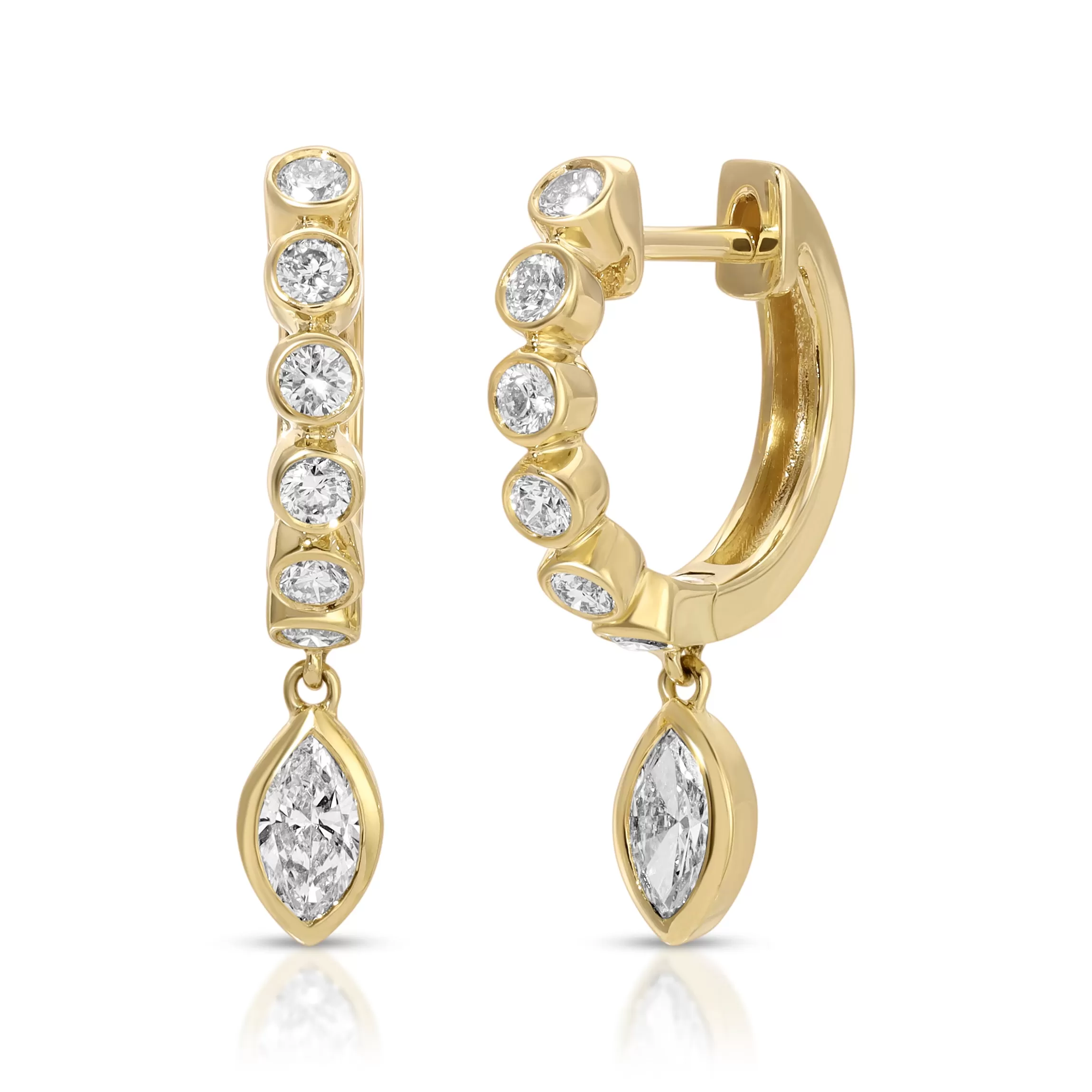 Anita Ko MELROSE BEZELED HUGGIES WITH MARQUISE DIAMOND DROP