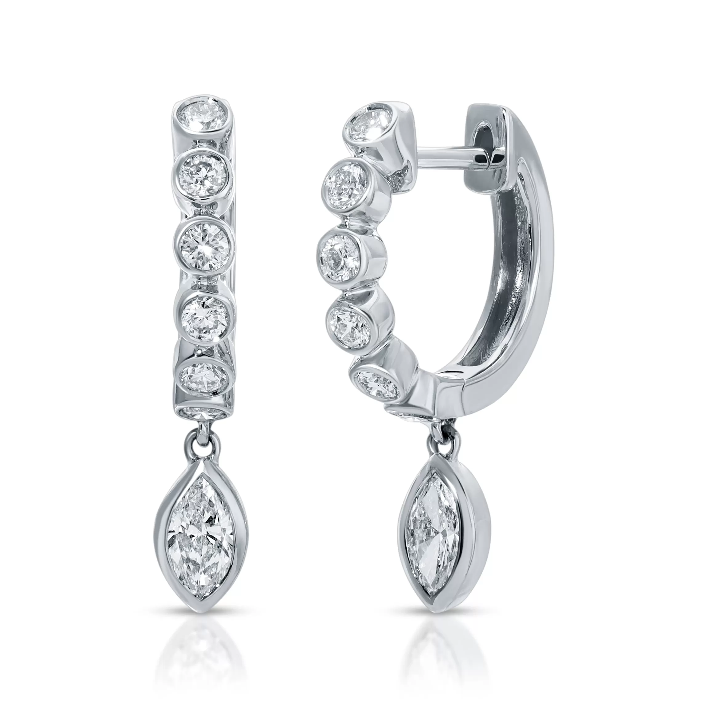 Anita Ko MELROSE BEZELED HUGGIES WITH MARQUISE DIAMOND DROP