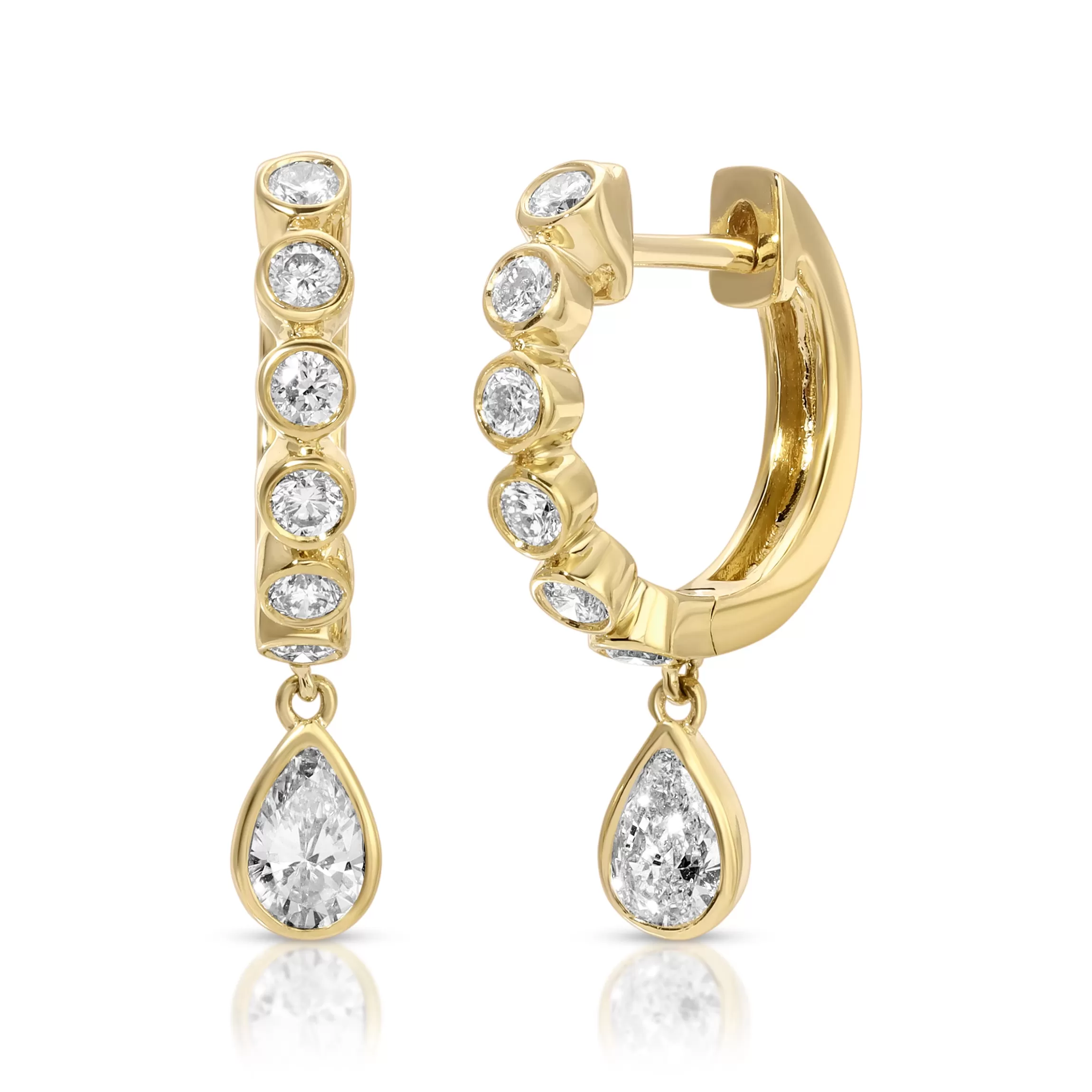 Anita Ko MELROSE BEZELED HUGGIES WITH PEAR DIAMOND DROP