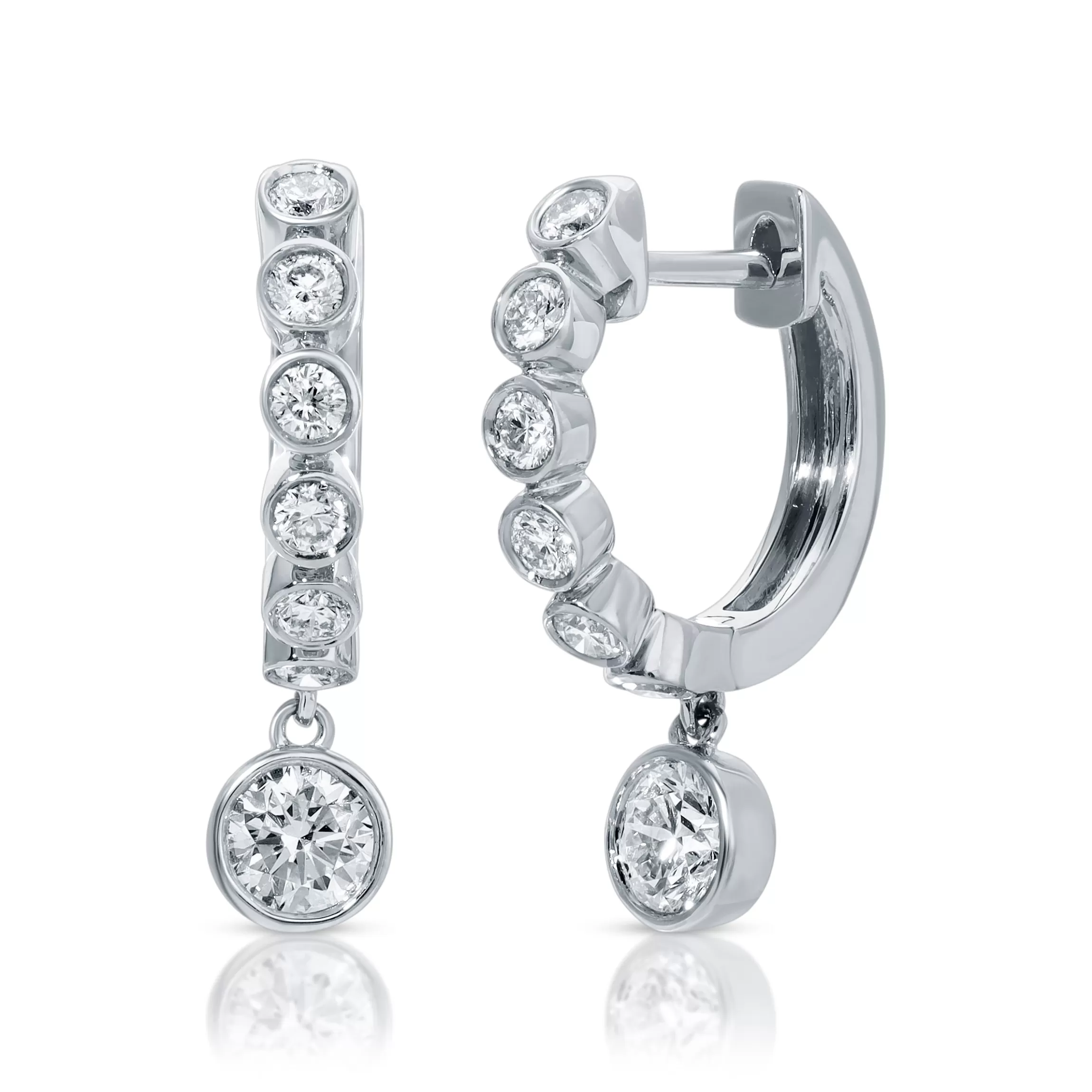 Anita Ko MELROSE BEZELED HUGGIES WITH ROUND DIAMOND DROP