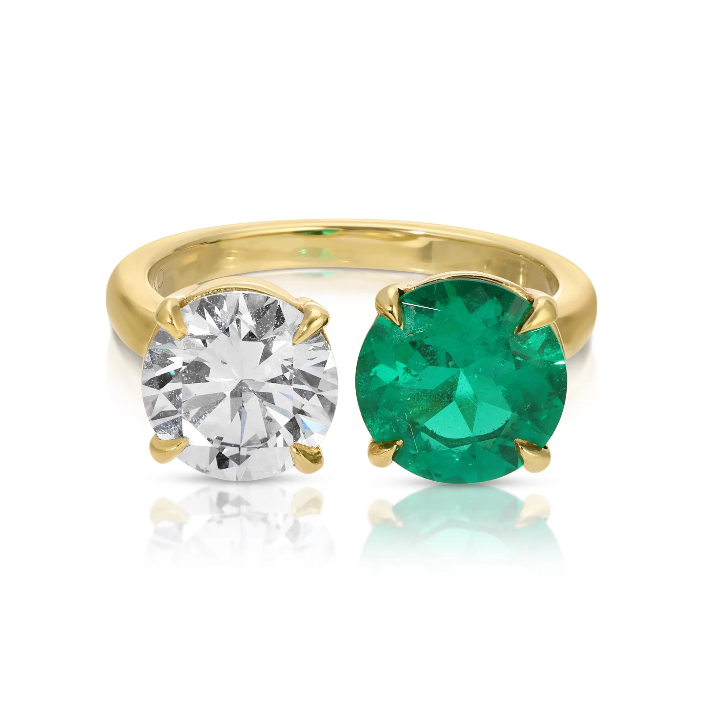 Anita Ko MOI ET TOI ROUND EMERALD AND DIAMOND RING