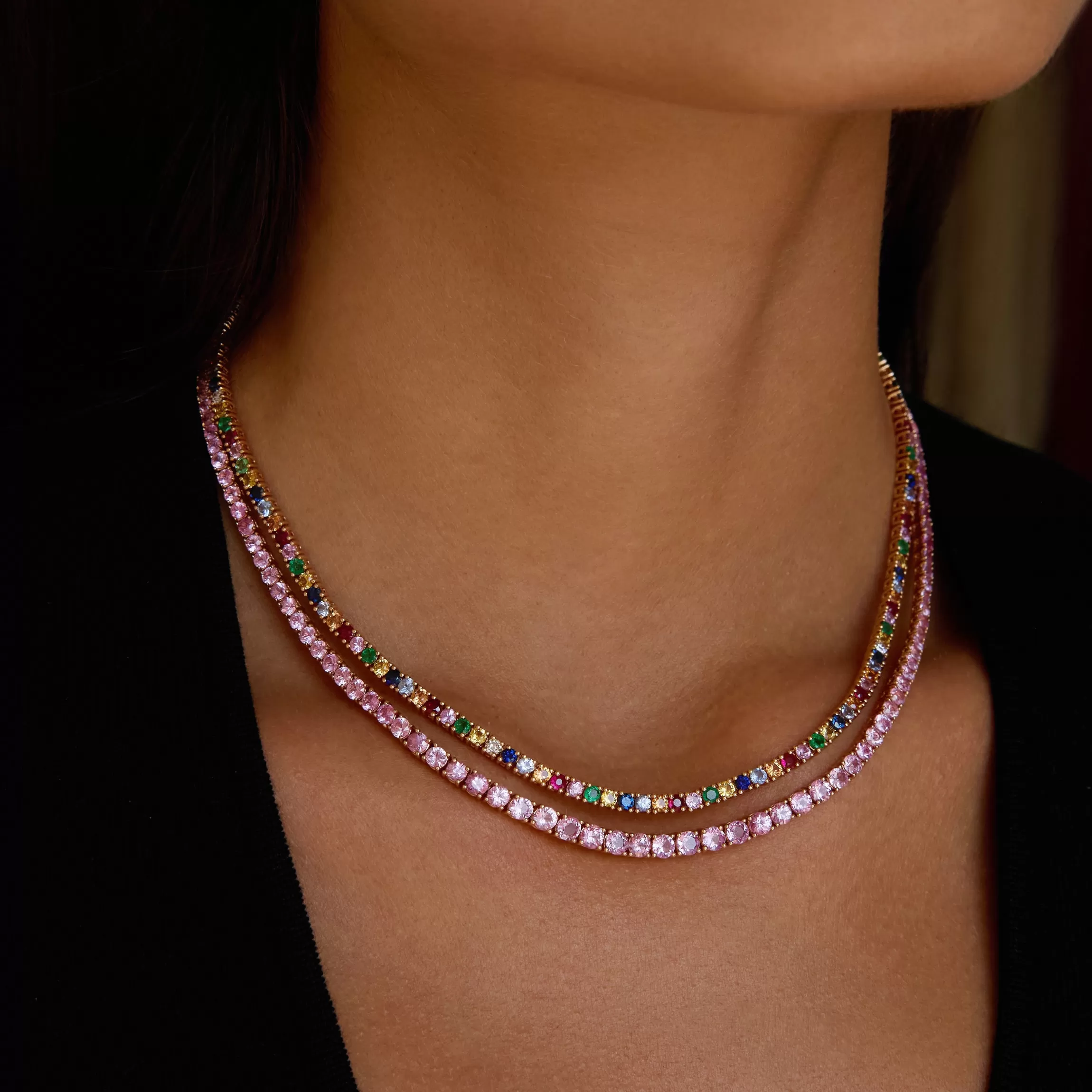 Anita Ko MULTI-COLORED DIAMOND AND GEMSTONE HEPBURN NECKLACE