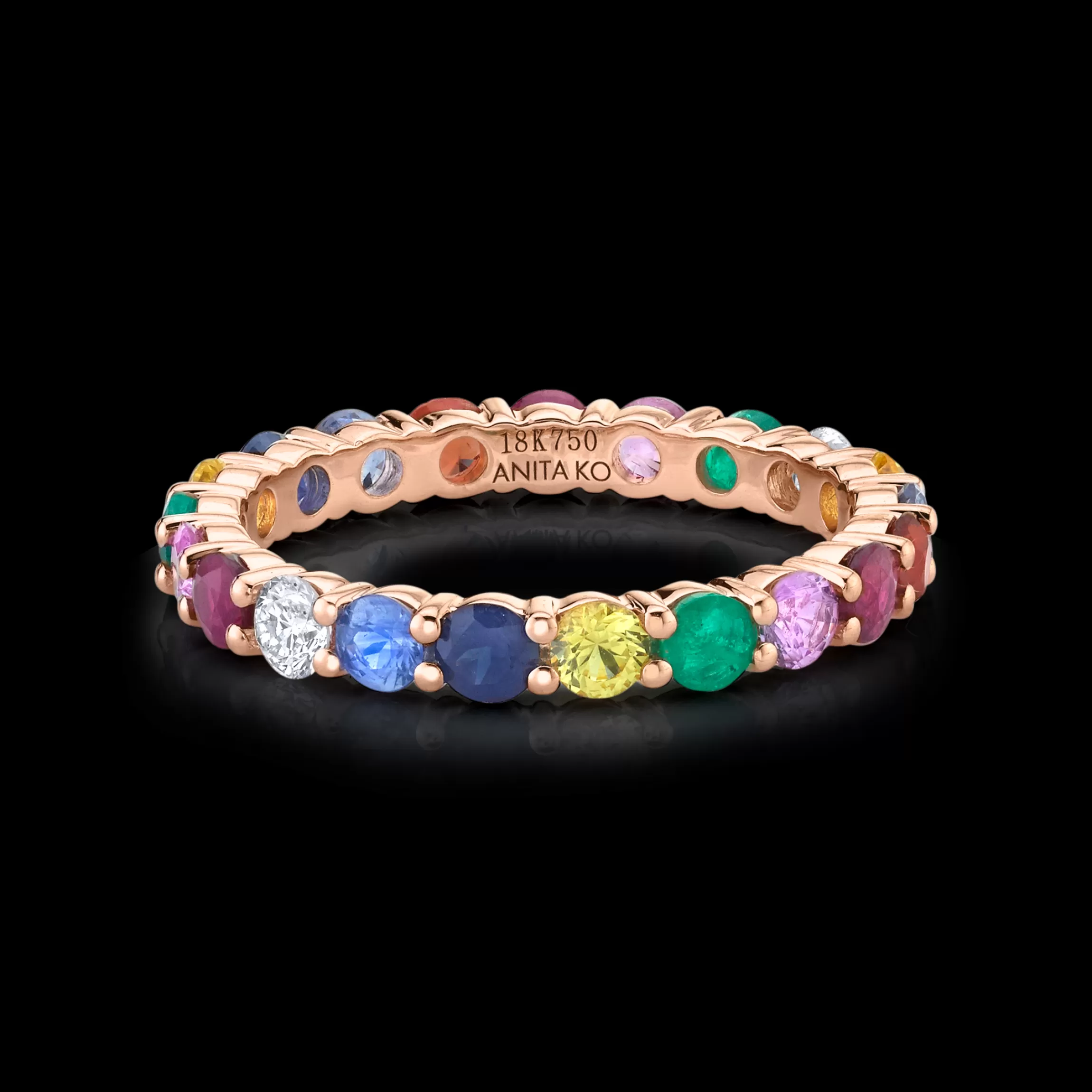 Anita Ko MULTI-COLORED GEMSTONE AND DIAMOND ETERNITY BAND