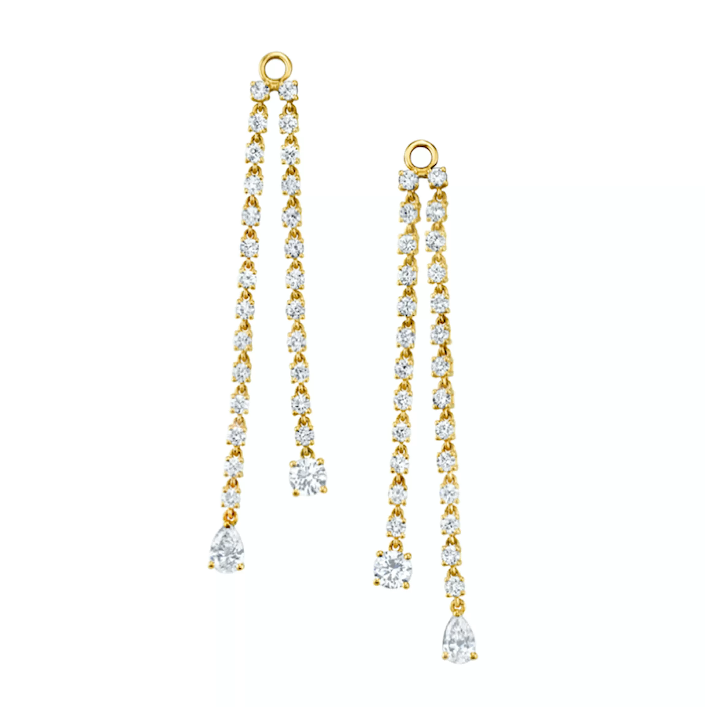 Anita Ko PAIR OF DOUBLE DRAPED DIAMOND ROPE EARRINGS WITH ROUND AND PEAR DIAMOND DROPS