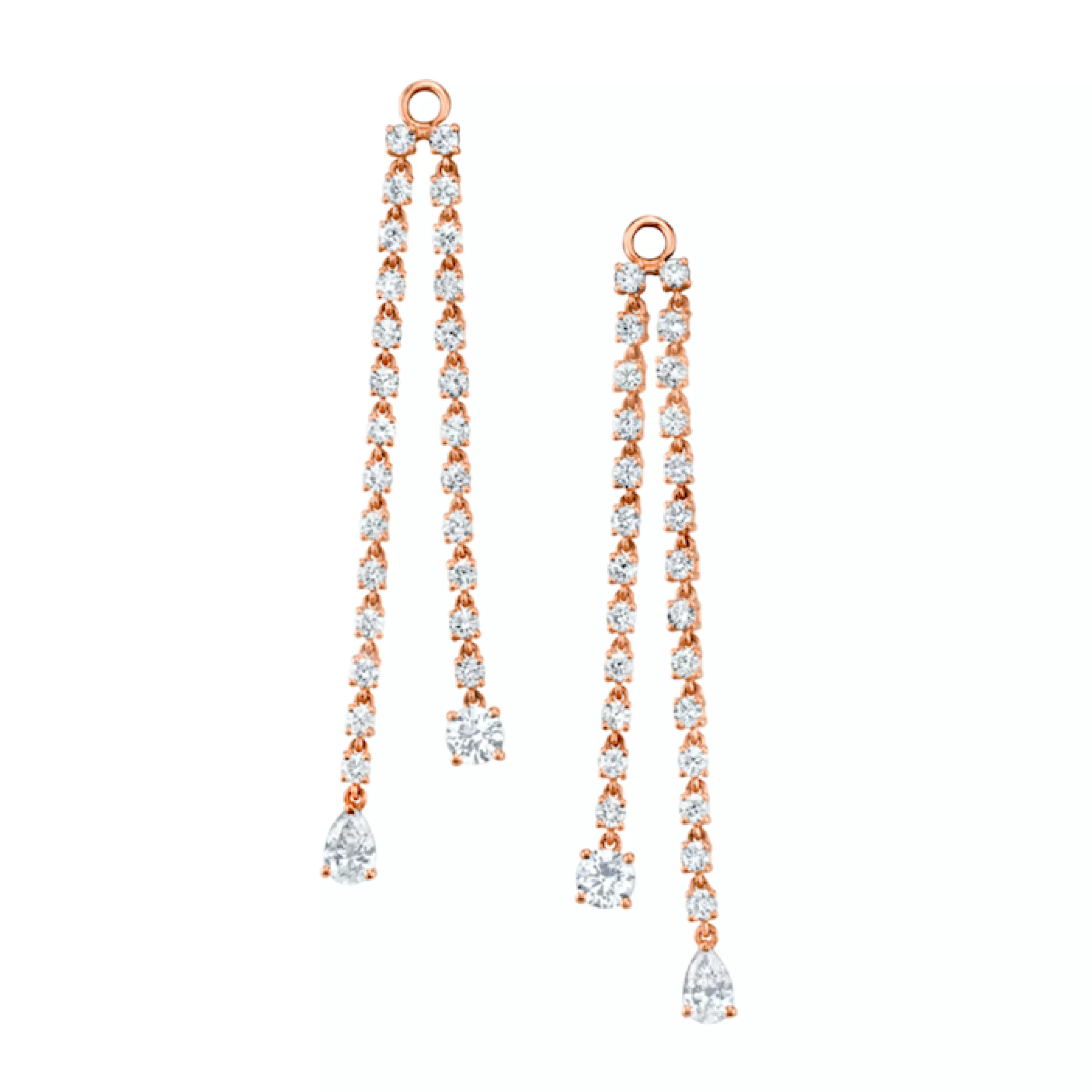 Anita Ko PAIR OF DOUBLE DRAPED DIAMOND ROPE EARRINGS WITH ROUND AND PEAR DIAMOND DROPS