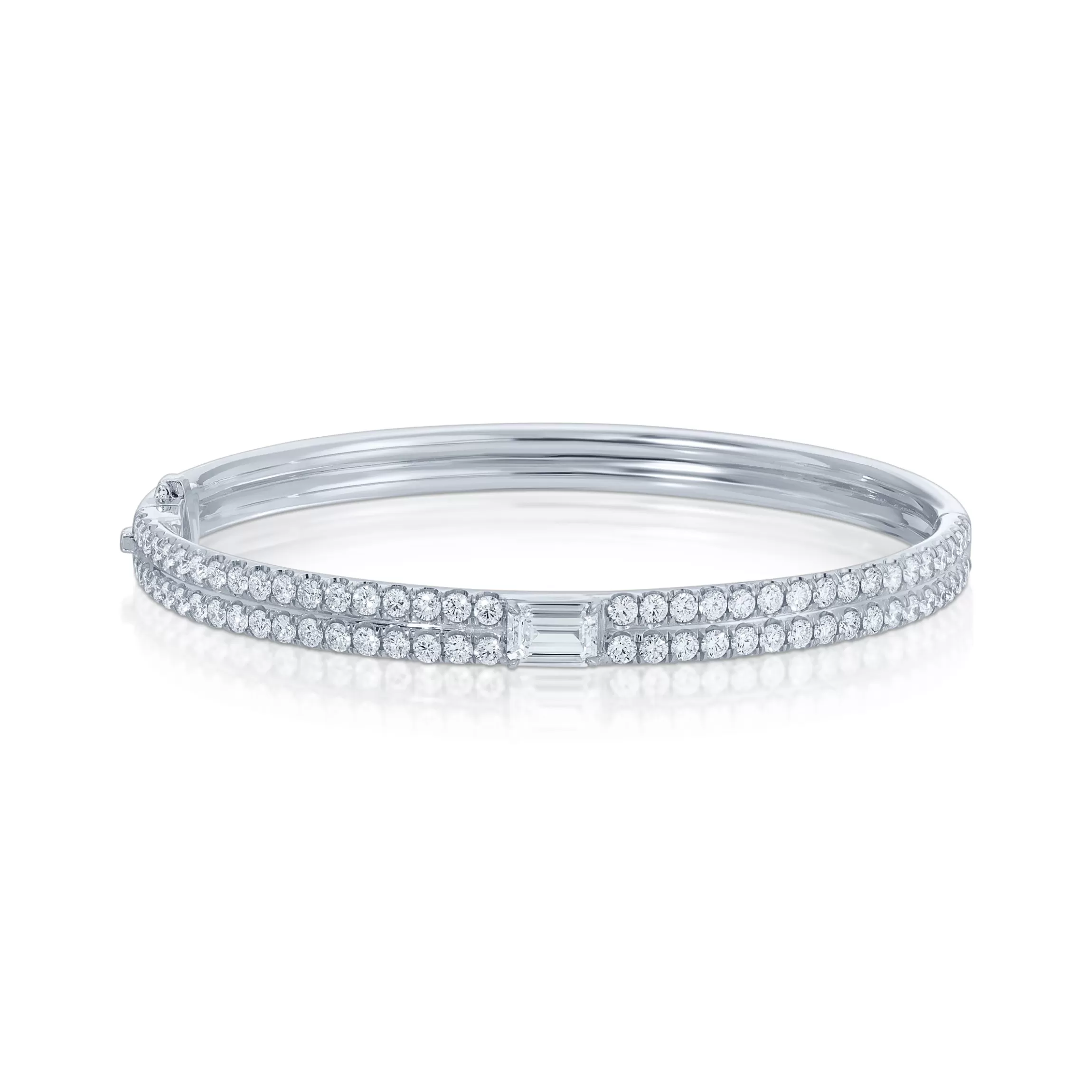 Anita Ko PAVE GIA BANGLE WITH EMERALD CUT DIAMOND CENTER