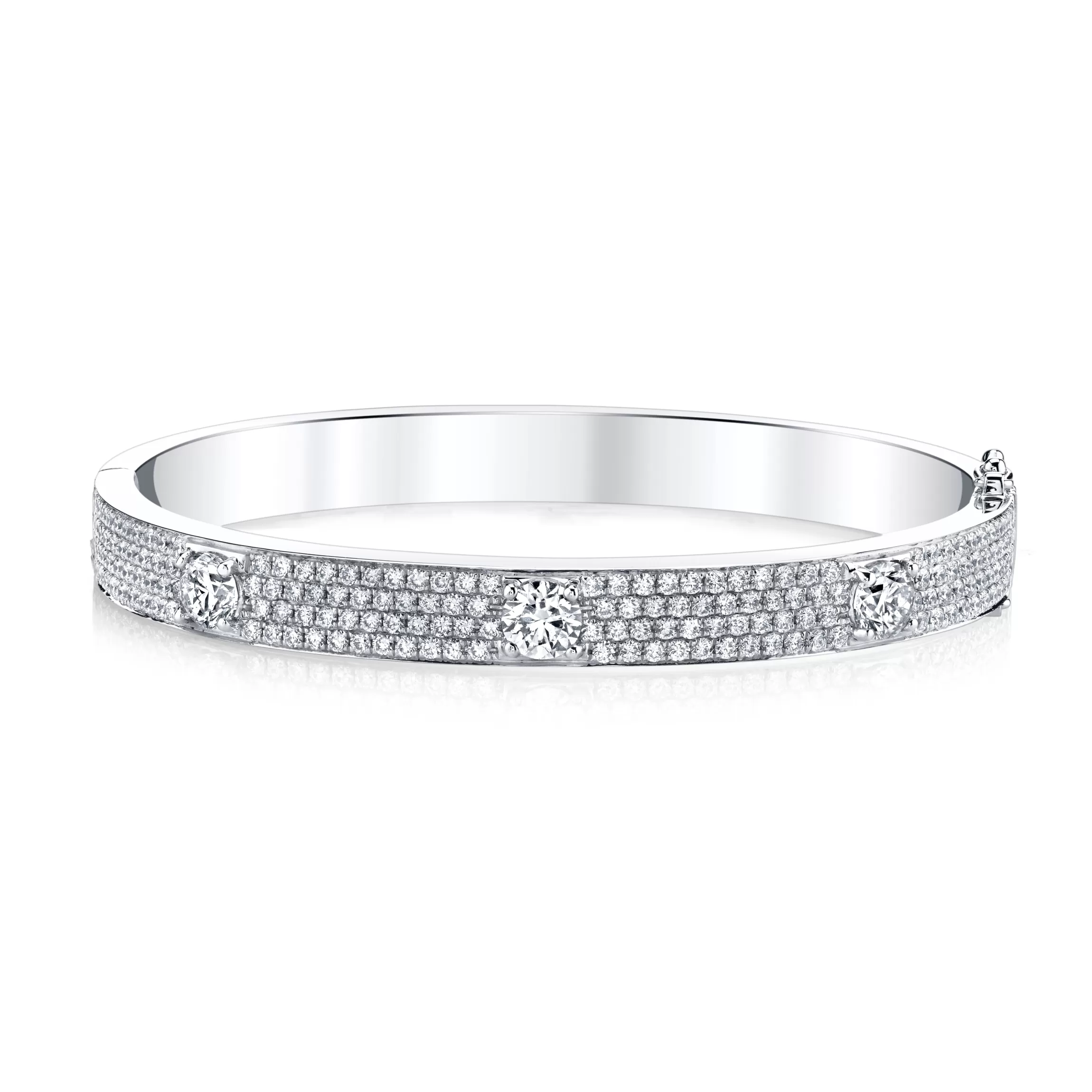 Anita Ko PAVE OVAL BRACELET WITH THREE ROUND DIAMONDS