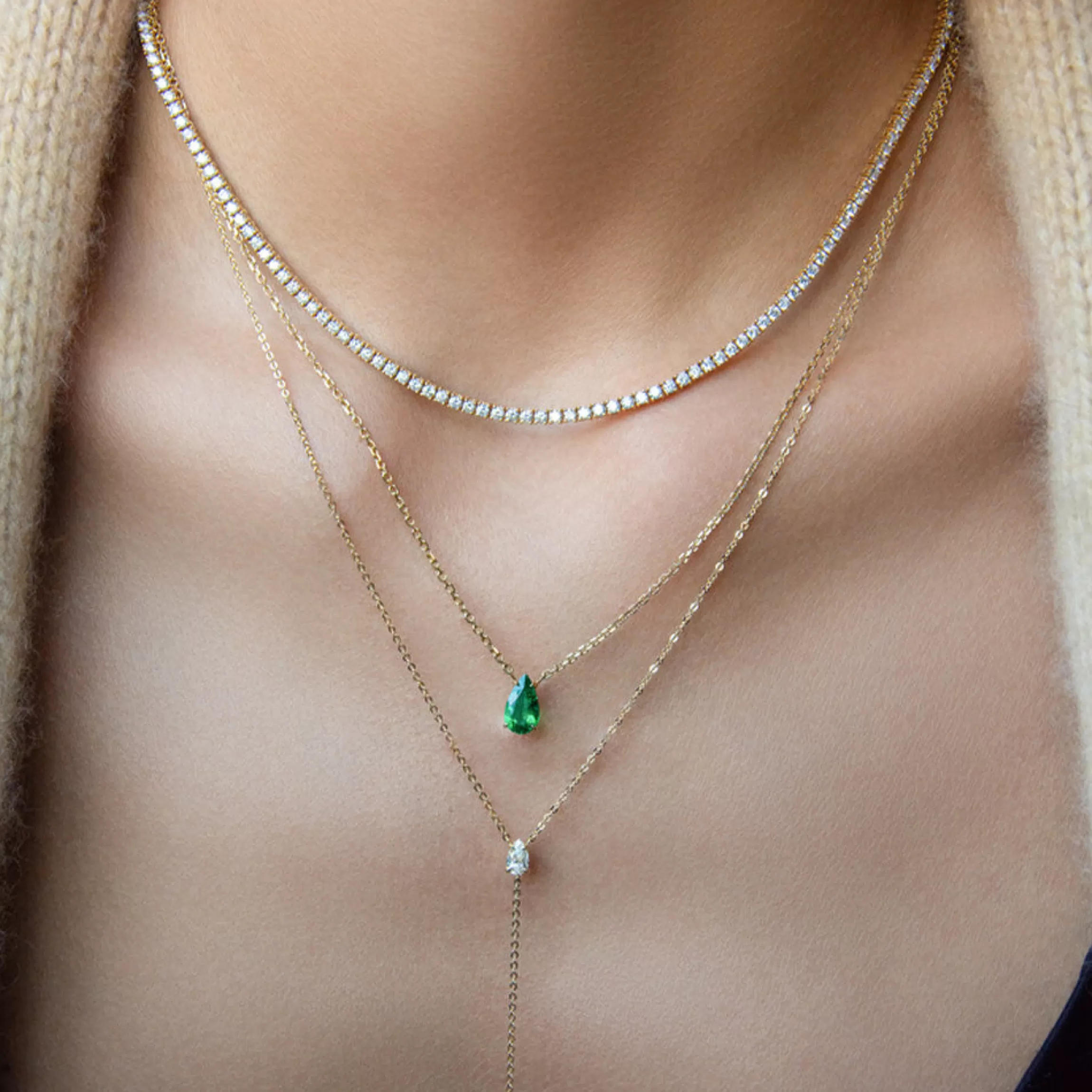 Anita Ko PEAR EMERALD NECKLACE