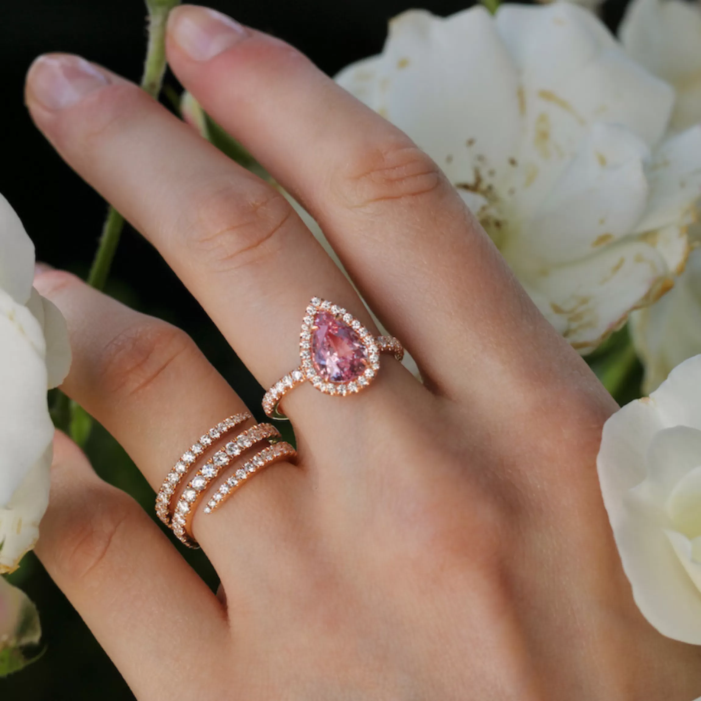 Anita Ko PEAR SHAPE PINK SAPPHIRE RING