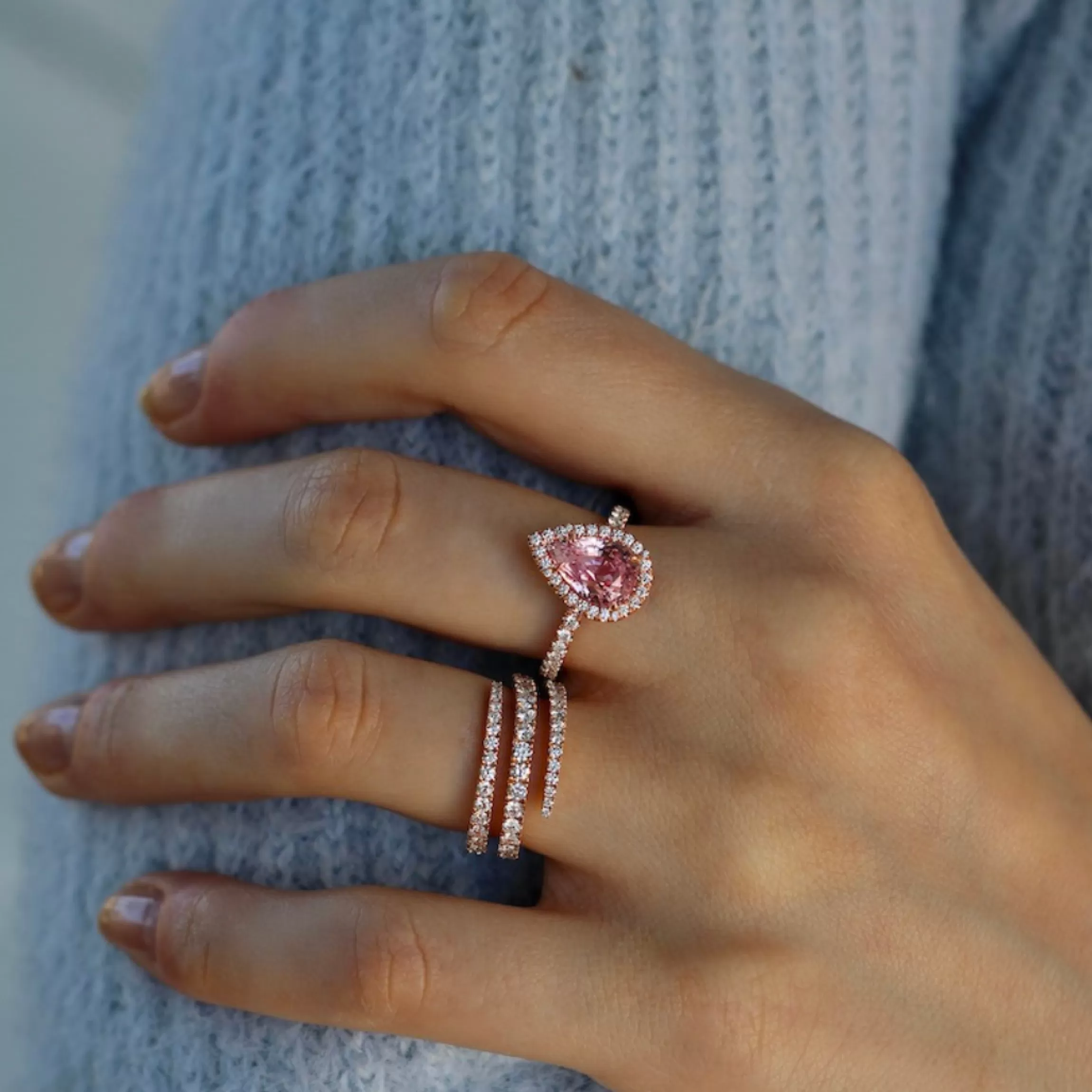 Anita Ko PEAR SHAPE PINK SAPPHIRE RING