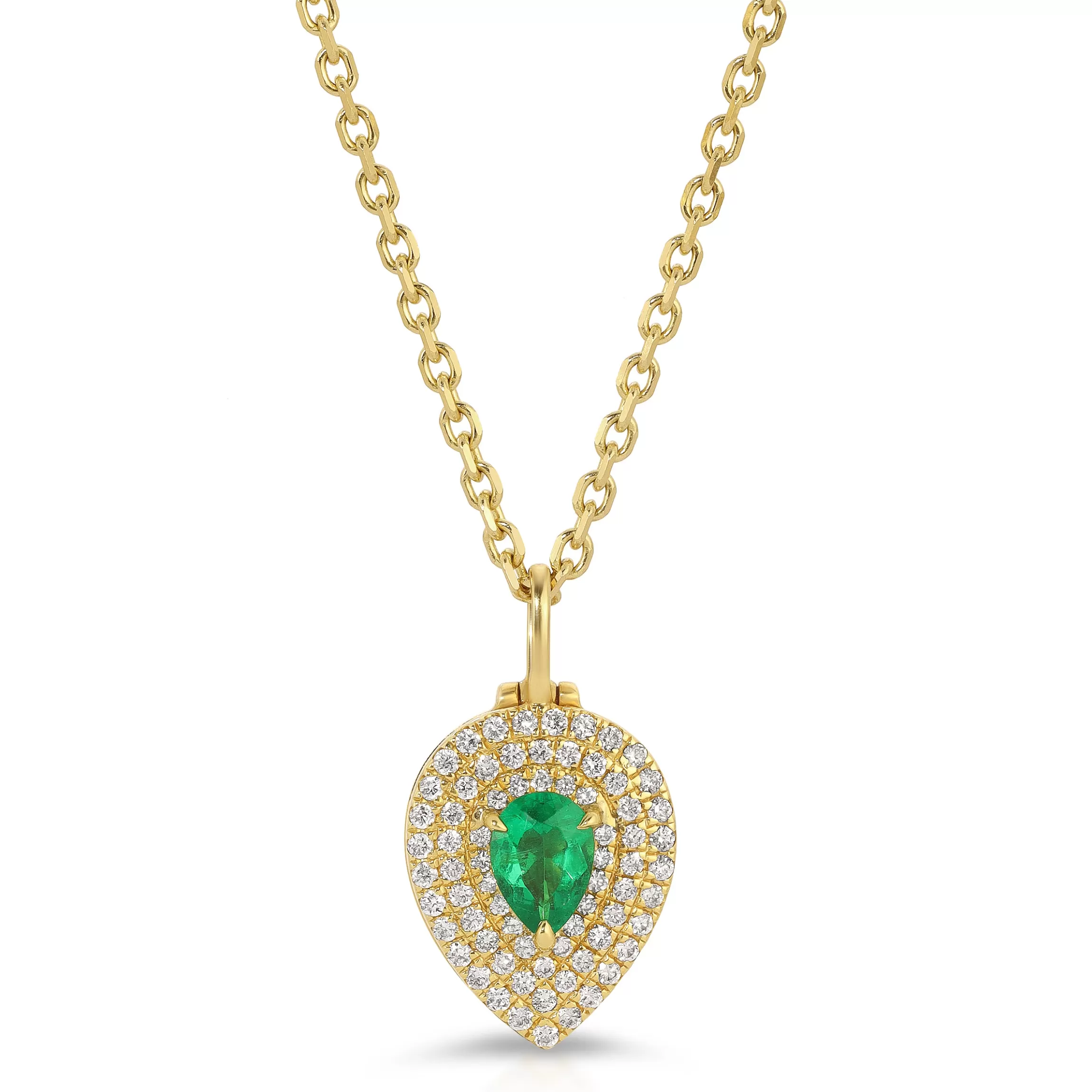 Anita Ko PEAR SHAPED DIAMOND LOULOU LOCKET WITH PEAR SHAPED EMERALD