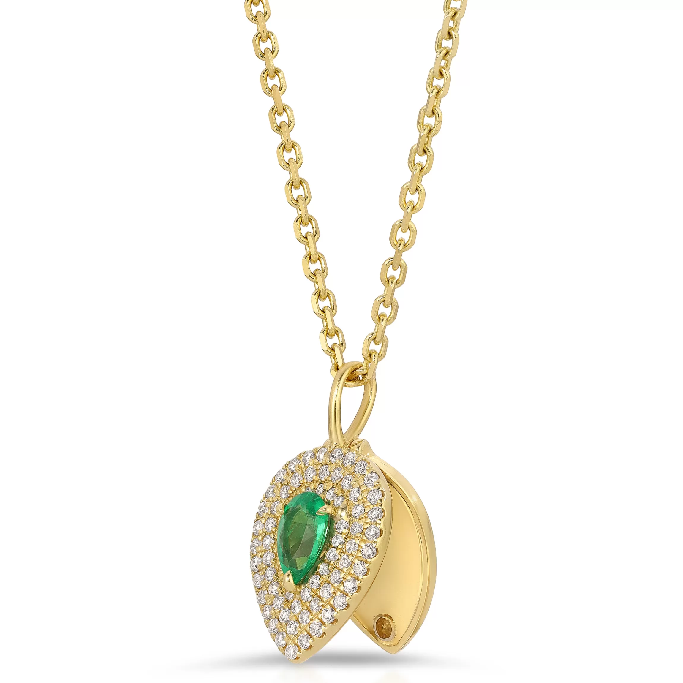 Anita Ko PEAR SHAPED DIAMOND LOULOU LOCKET WITH PEAR SHAPED EMERALD