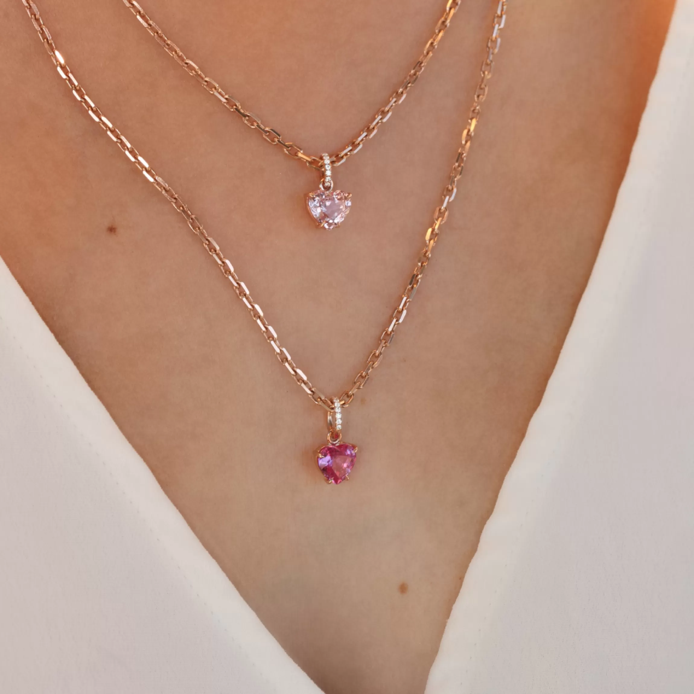 Anita Ko PINK SAPPHIRE HEART PENDANT WITH DIAMOND BALE