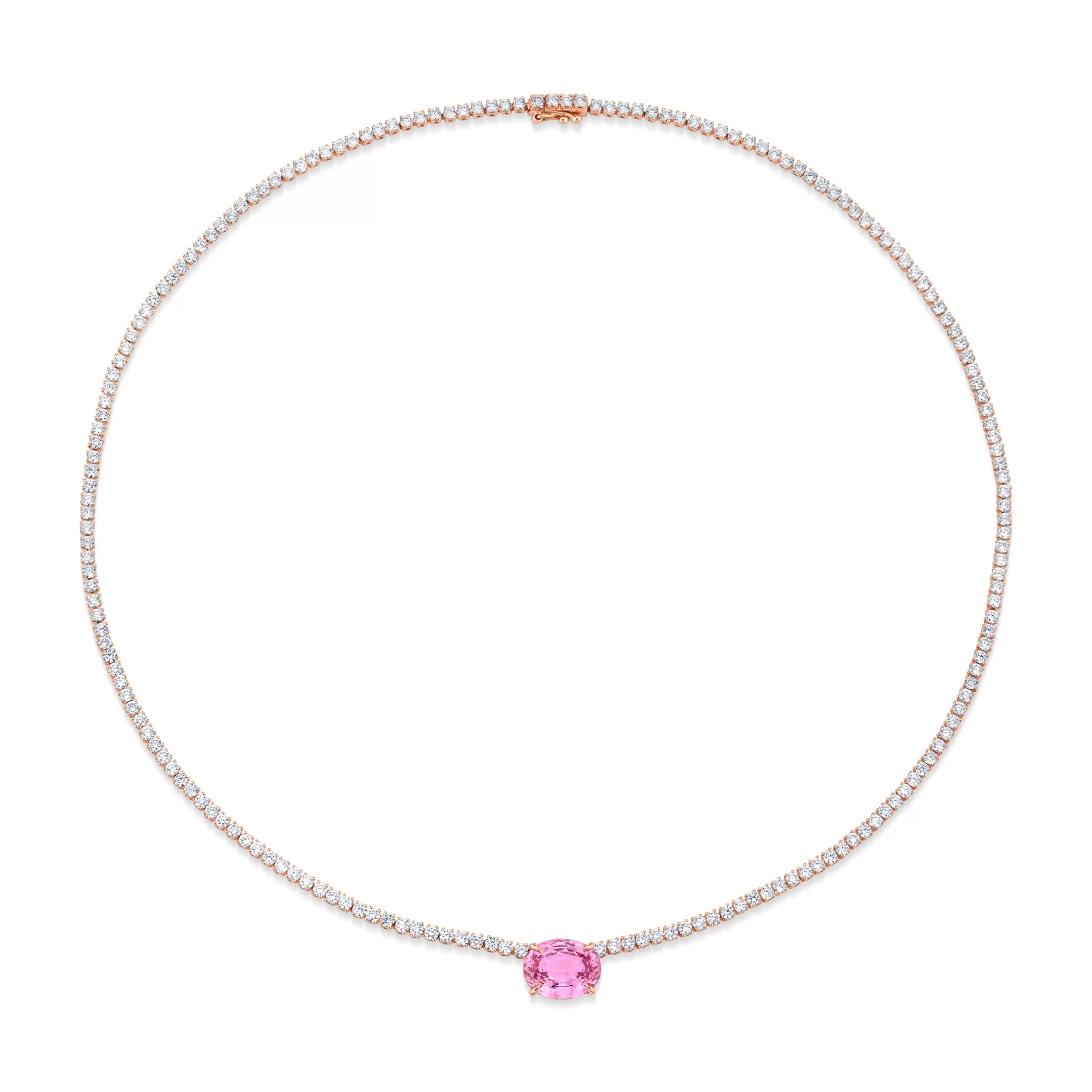 Anita Ko PINK SAPPHIRE OVAL DIAMOND HEPBURN NECKLACE