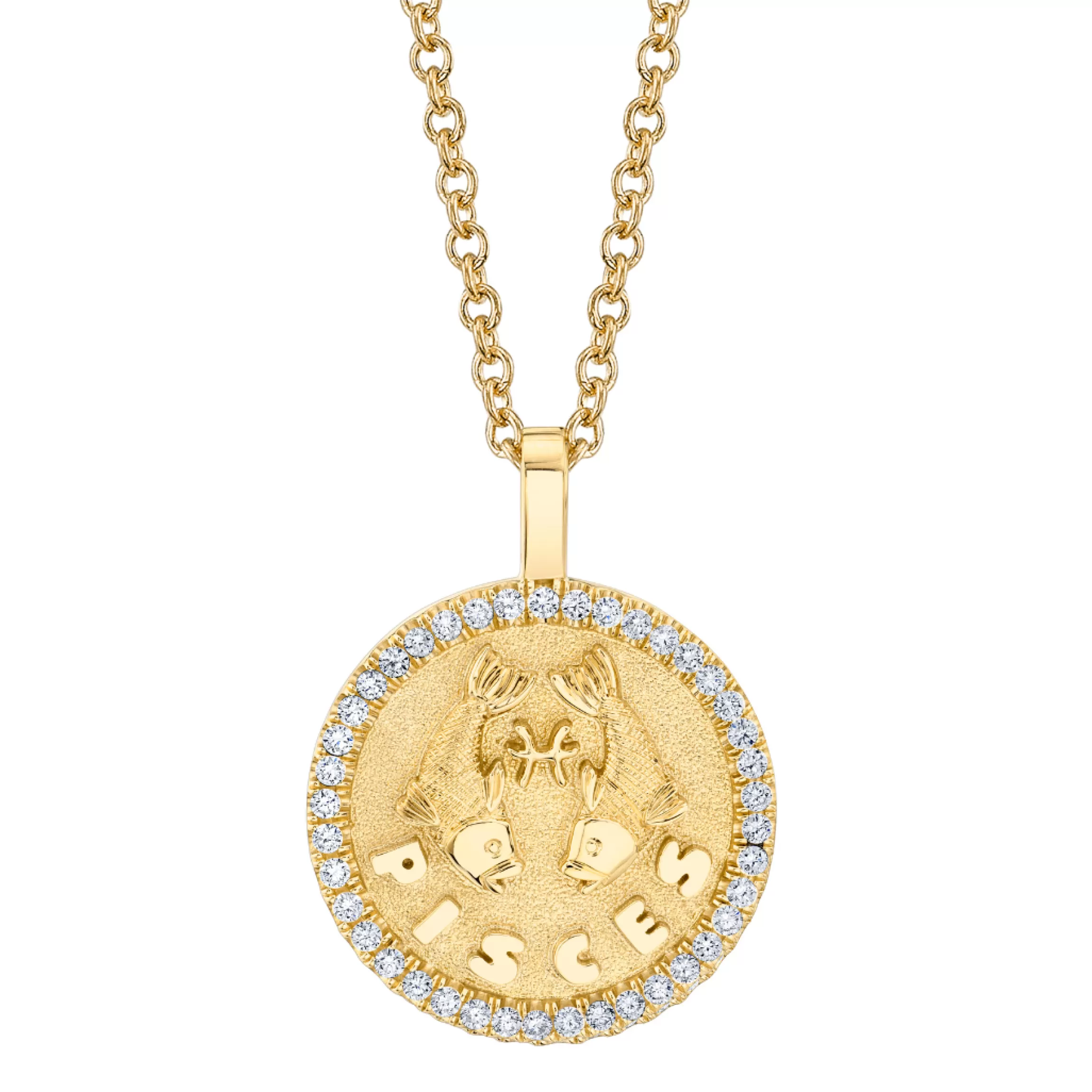 Anita Ko PISCES ZODIAC COIN PENDANT WITH DIAMOND FRAME