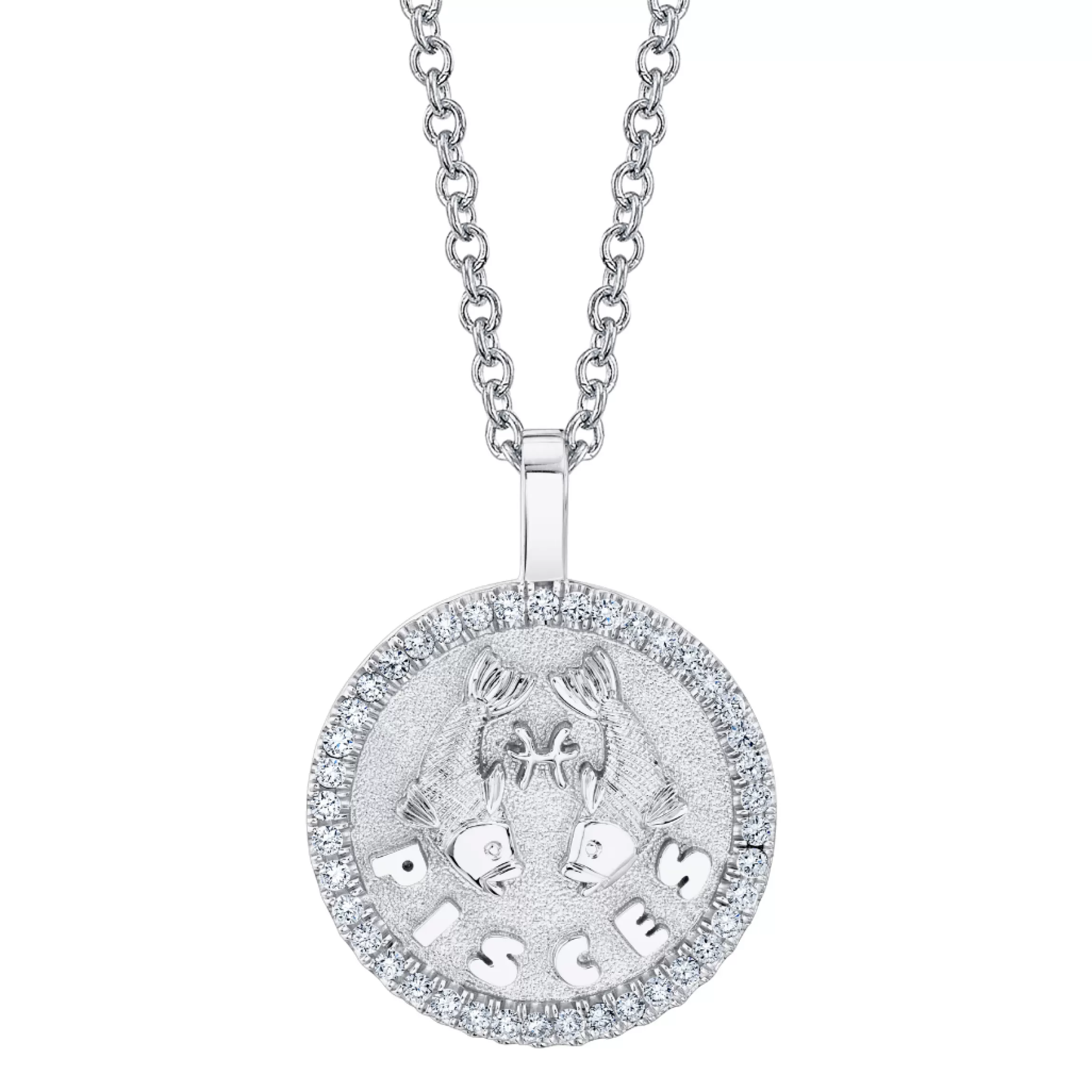 Anita Ko PISCES ZODIAC COIN PENDANT WITH DIAMOND FRAME