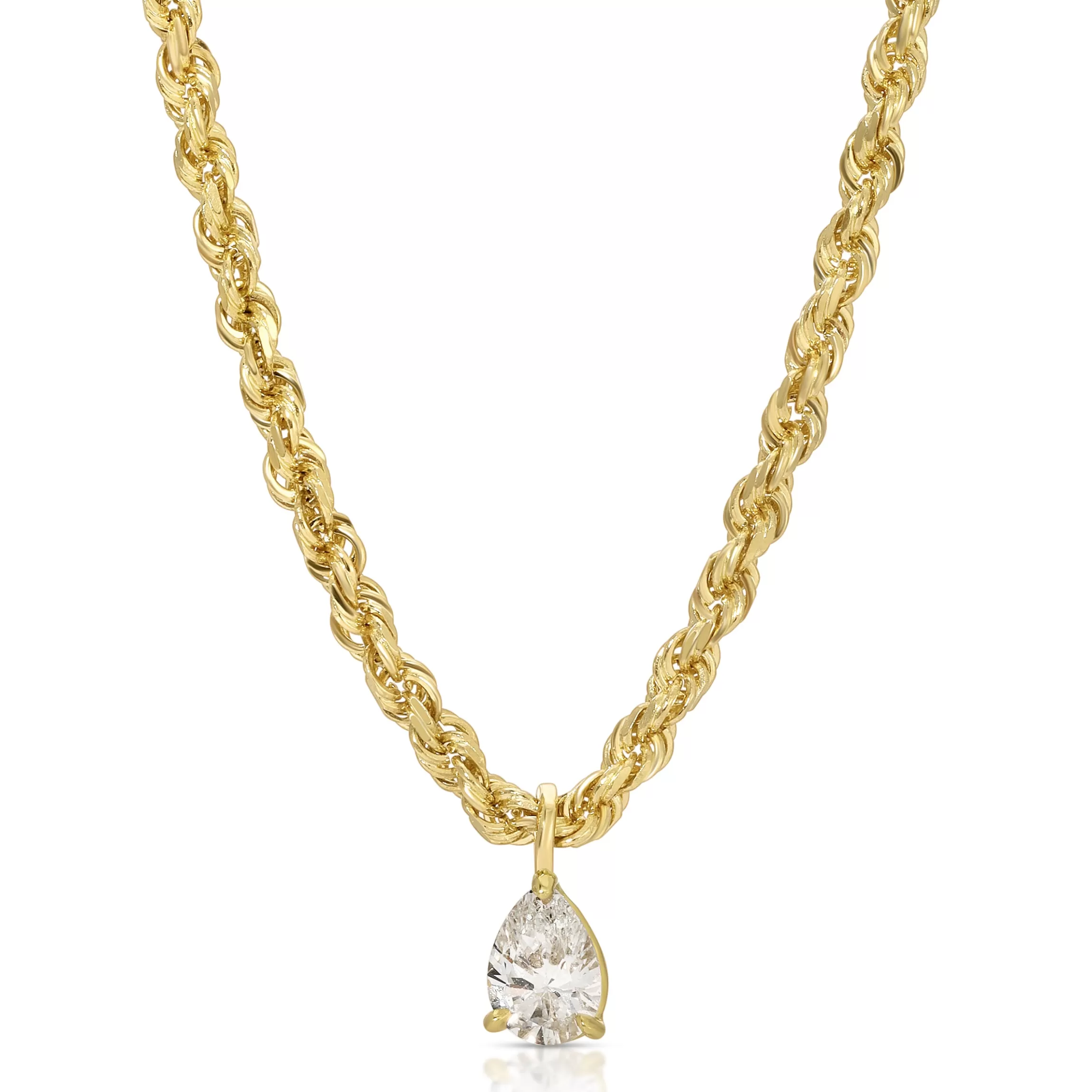 Anita Ko ROPE CHAIN WITH PEAR DIAMOND PENDANT